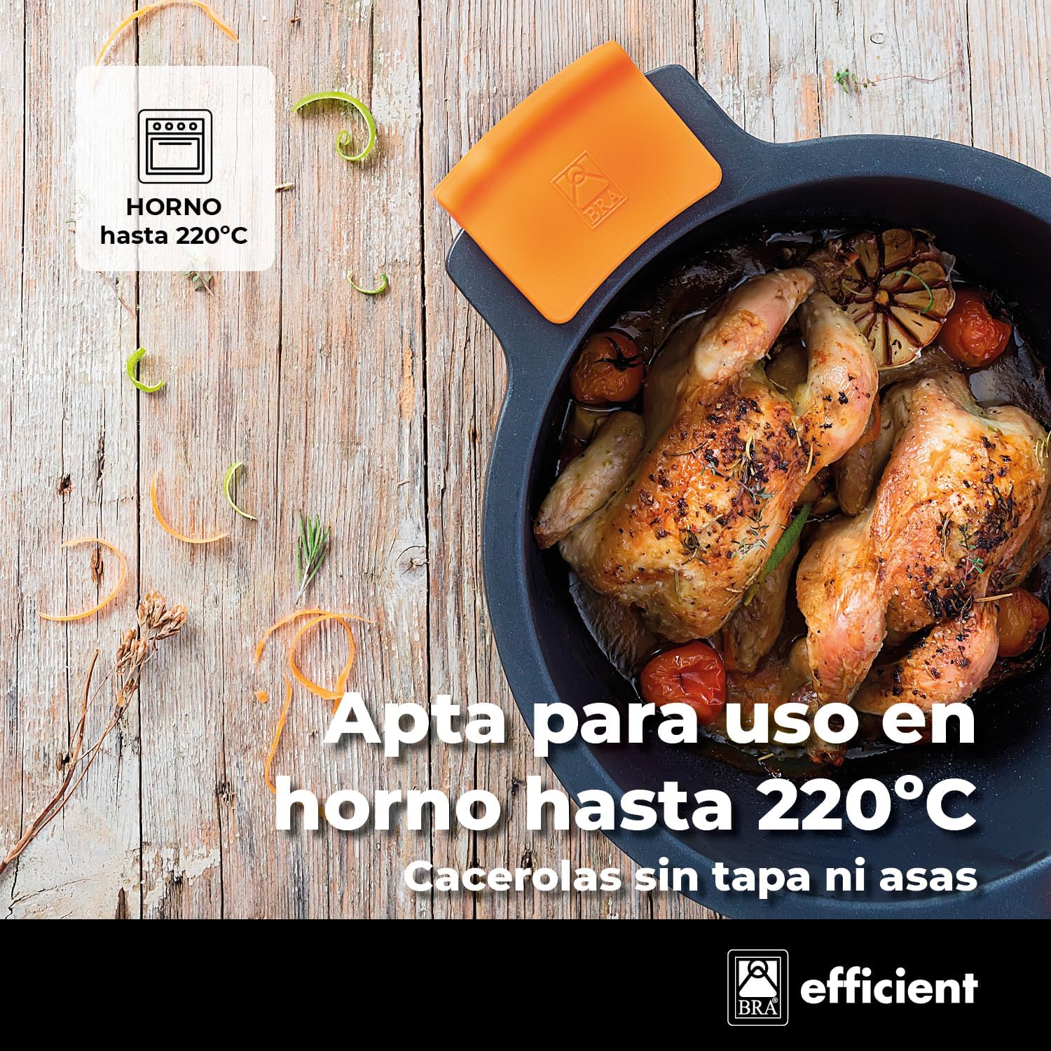 BRA Efficient 9-Piece Non-Stick Cast Aluminium Battery, Suitable for All Types of Cookers and Induction (Contains 4 Saucepans and 1 Saucepan + 4 Lids)