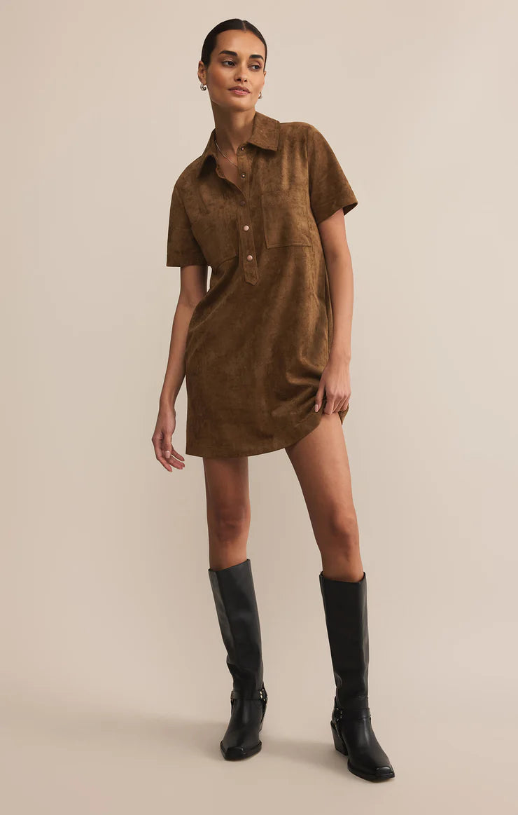 Sydney Suede Mini Dress - Coconut
