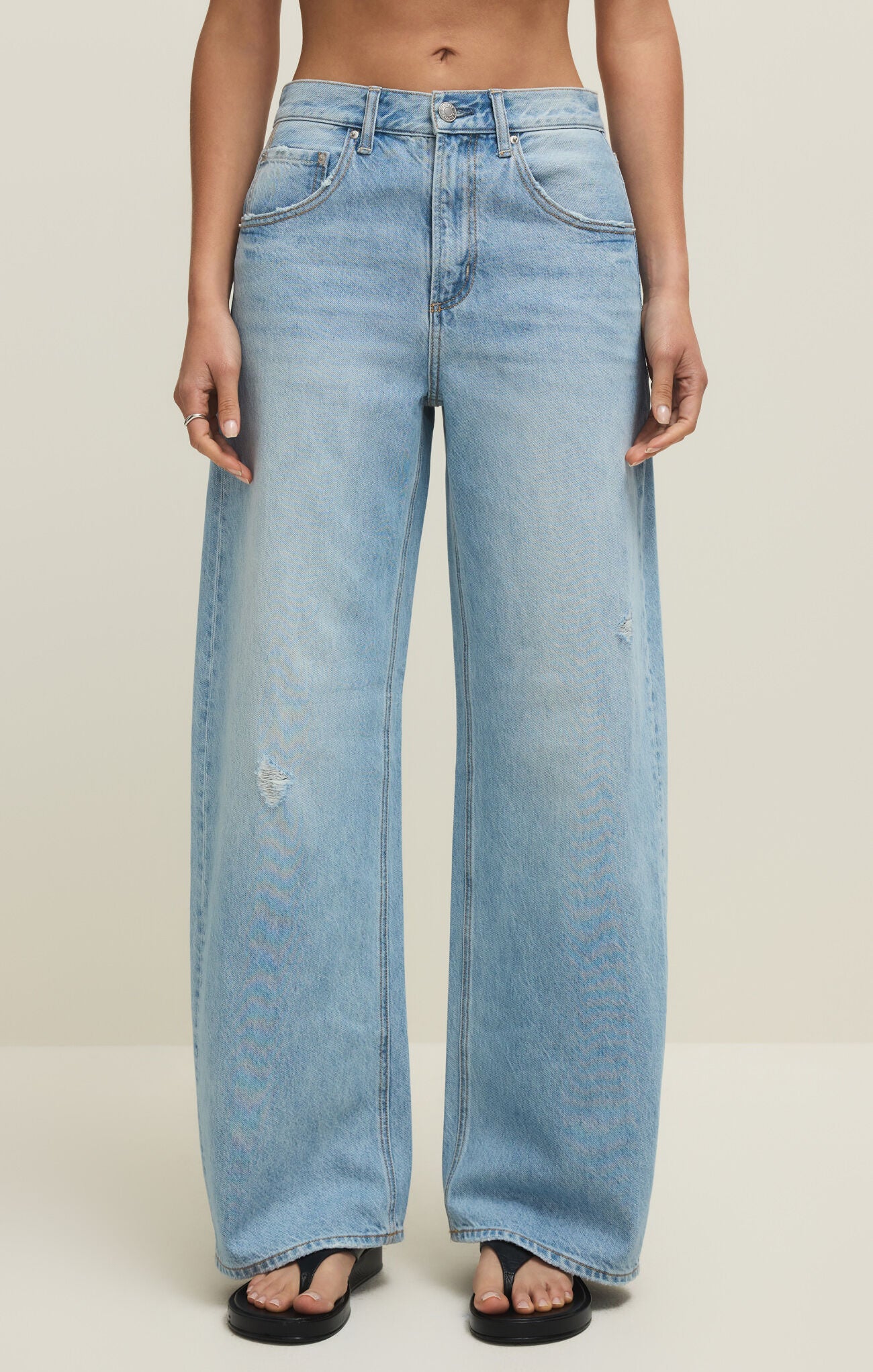 Remi High Rise Bowed Wide Denim - Cove