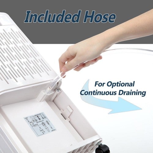 Deshumidificador compacto Ivation de 11 pintas – con manguera de drenaje continuo para espacios pequeños, baño, ático, espacio de arrastre y closets – para espacios de hasta 20 metros cuadrados (216 pies cuadrados).