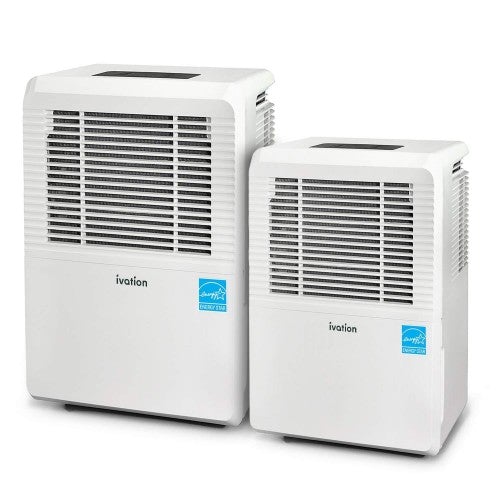 Deshumidificador Ivation de 30 pintas con certificación Energy Star – Gran capacidad para espacios de hasta 2,000 pies cuadrados – Incluye humidistato programable, conector para manguera, apagado/reinicio automático, ruedas y filtro de aire lavable (