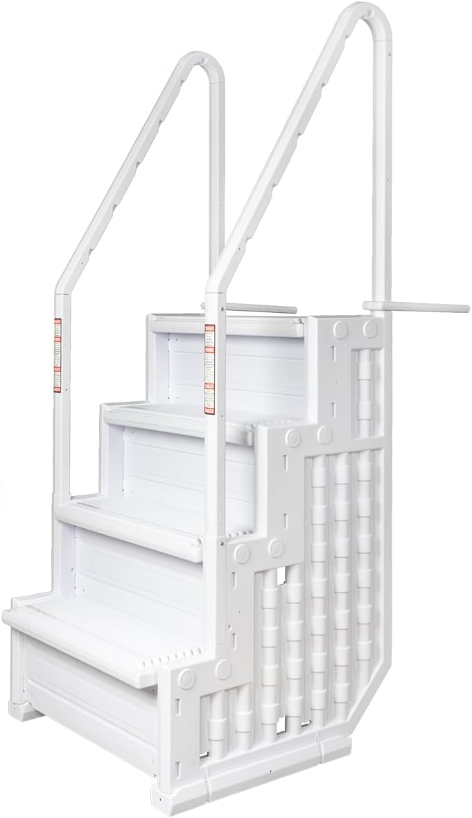 Escalones antideslizantes Aqua Select para piscinas elevadas | Azul | Para piscinas sobre tierra | Se pueden montar en terrazas de 48