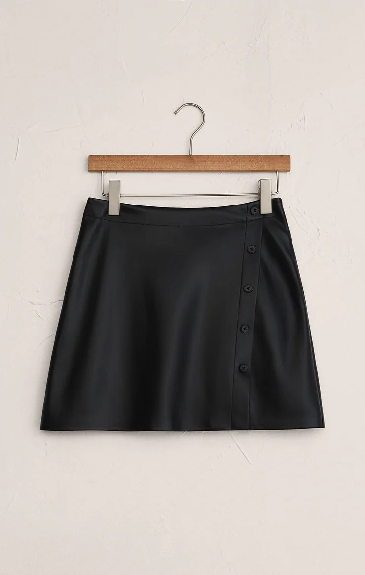 Allegra Vegan Leather Mini Skirt Black