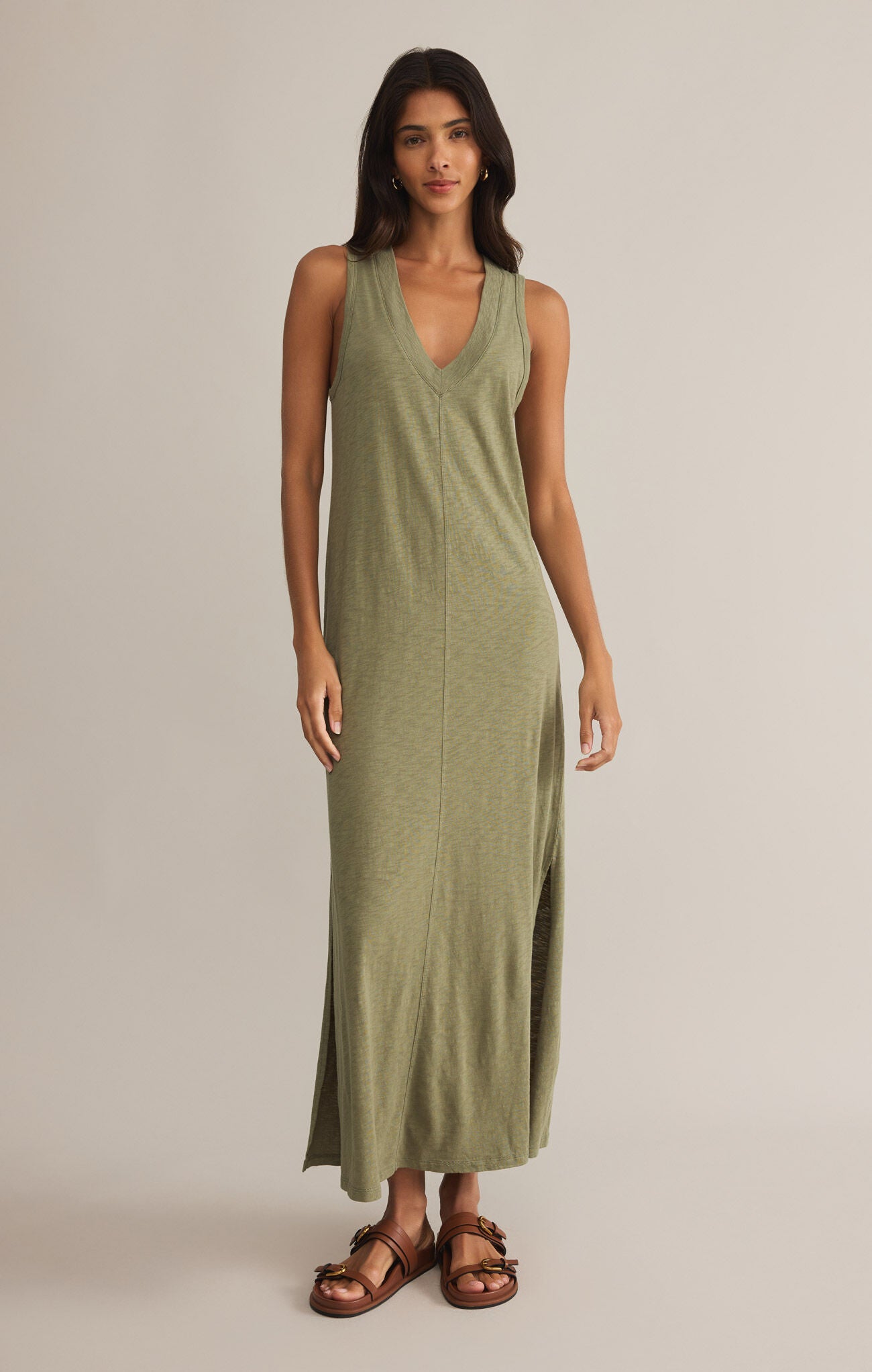 Palisades Midi Dress- Avocado