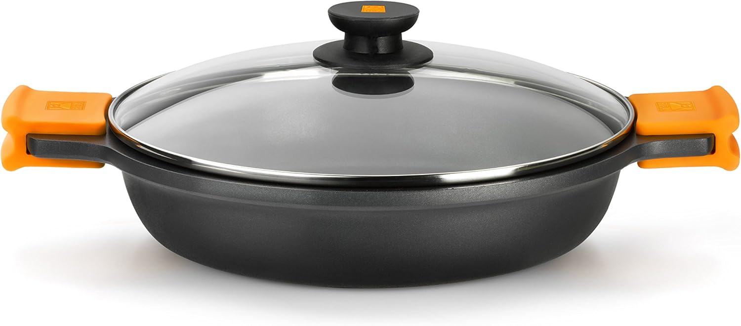 BRA Efficient 9-Piece Non-Stick Cast Aluminium Battery, Suitable for All Types of Cookers and Induction (Contains 4 Saucepans and 1 Saucepan + 4 Lids)