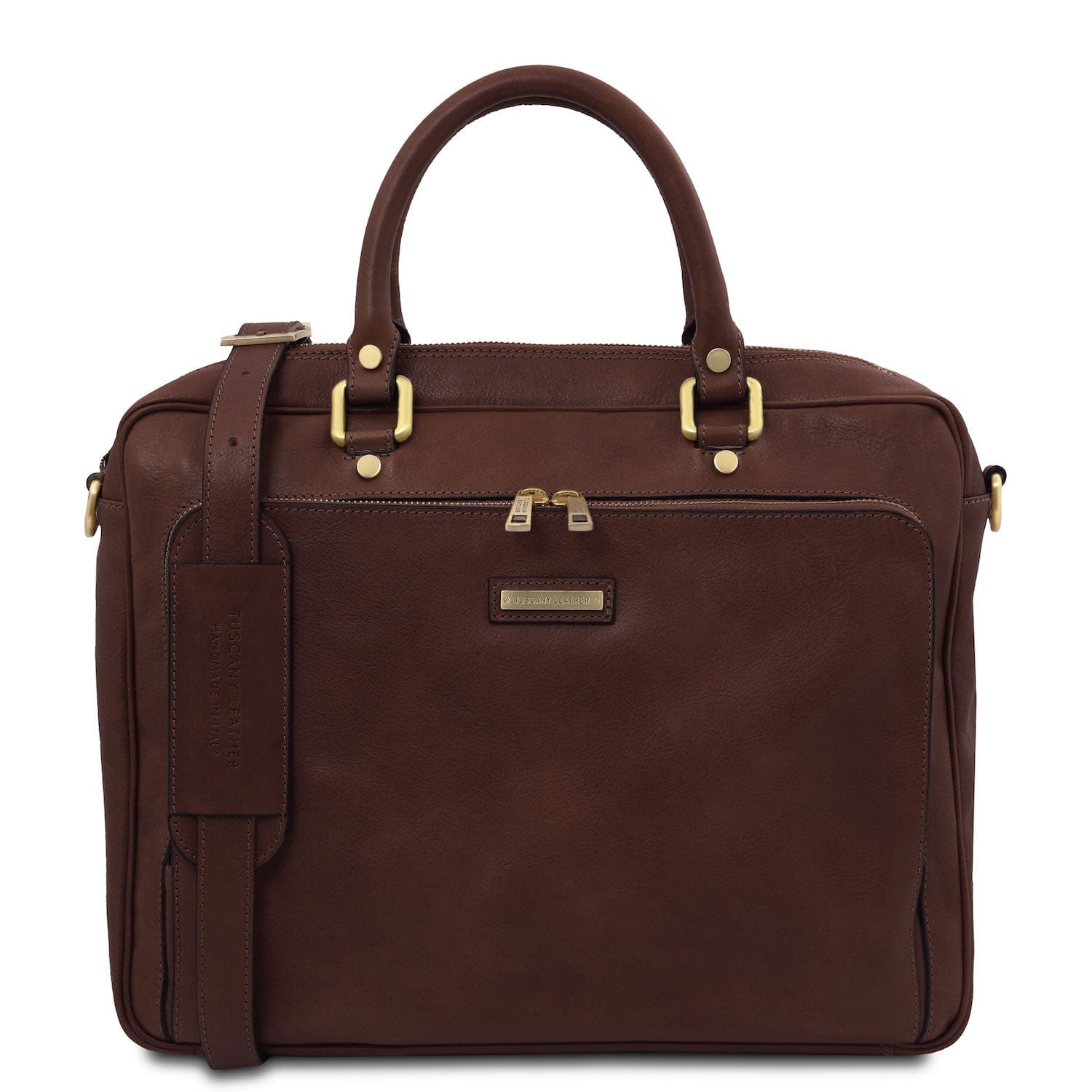 Pisa - Matte leather laptop briefcase with front pocket | TL142427