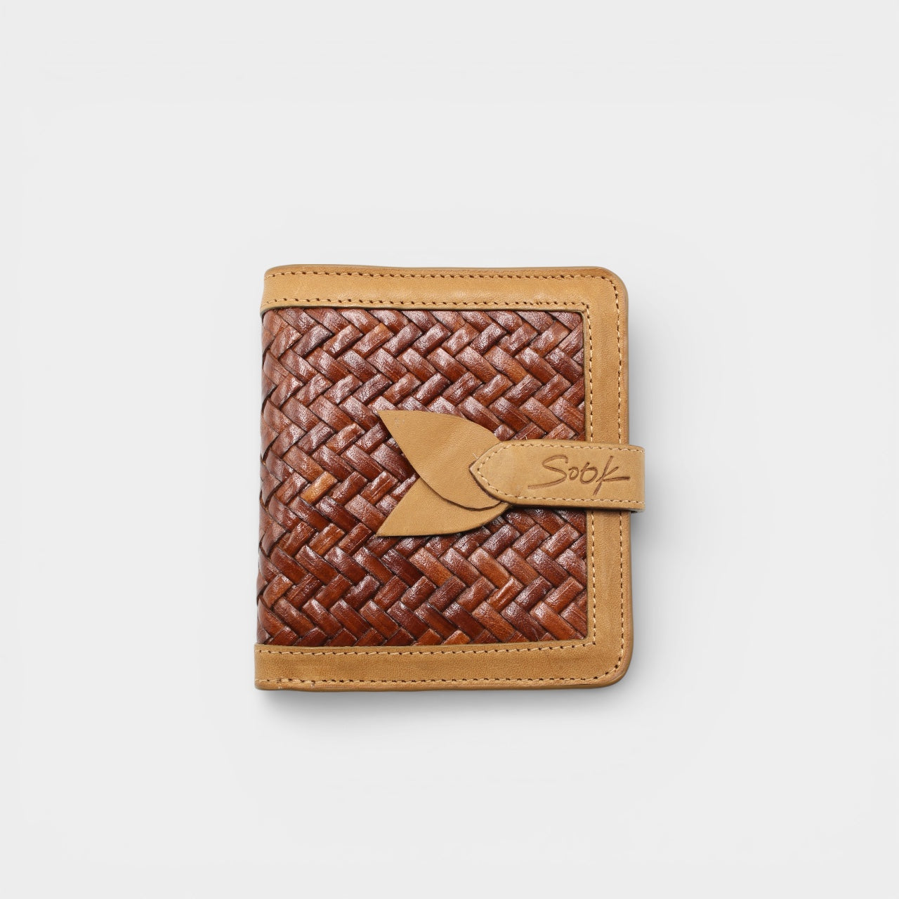 Lumi - Handwoven Leather Wallet | Taupe & Coffee