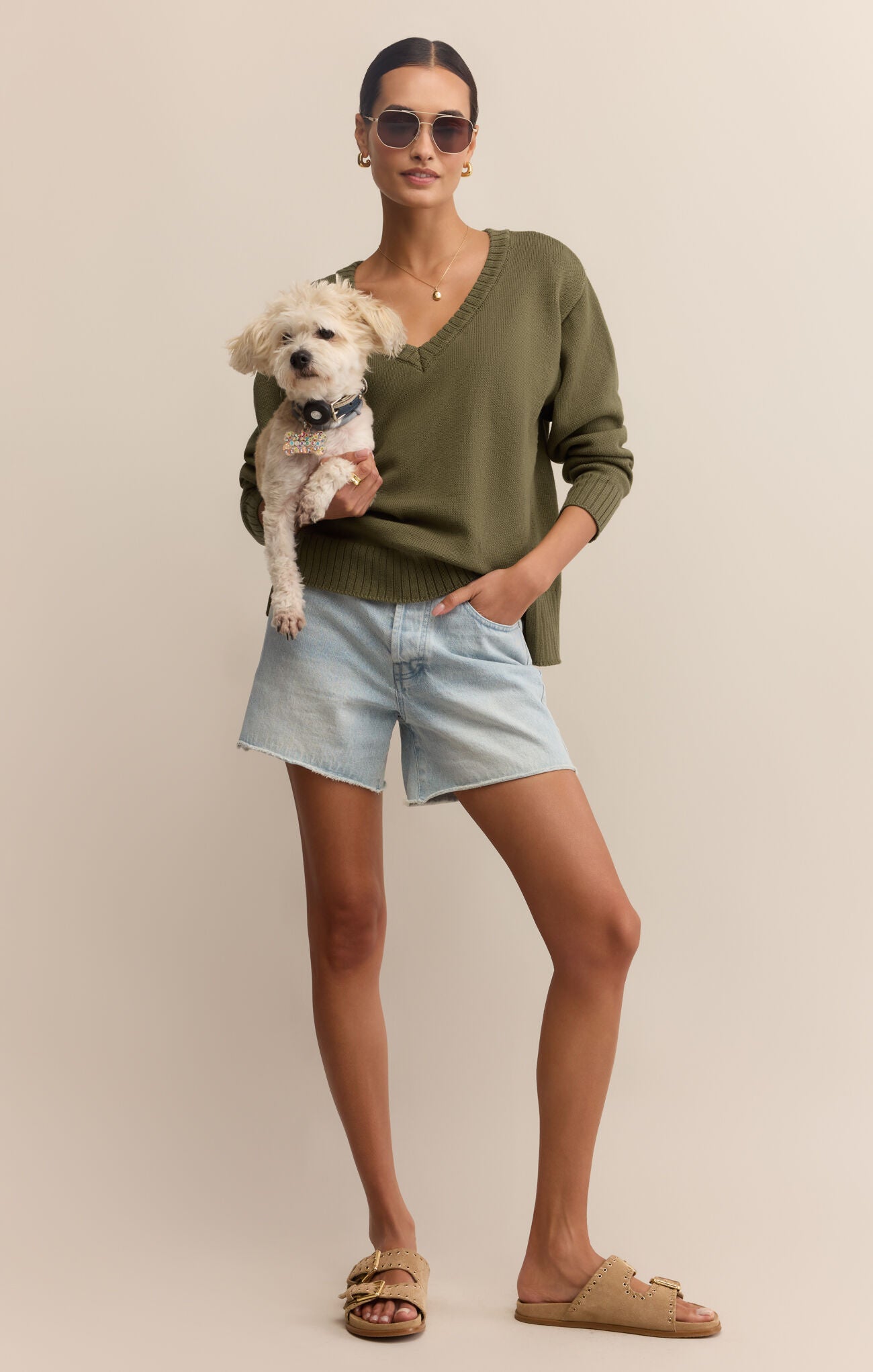 All Around V-Neck Sweater - Fern