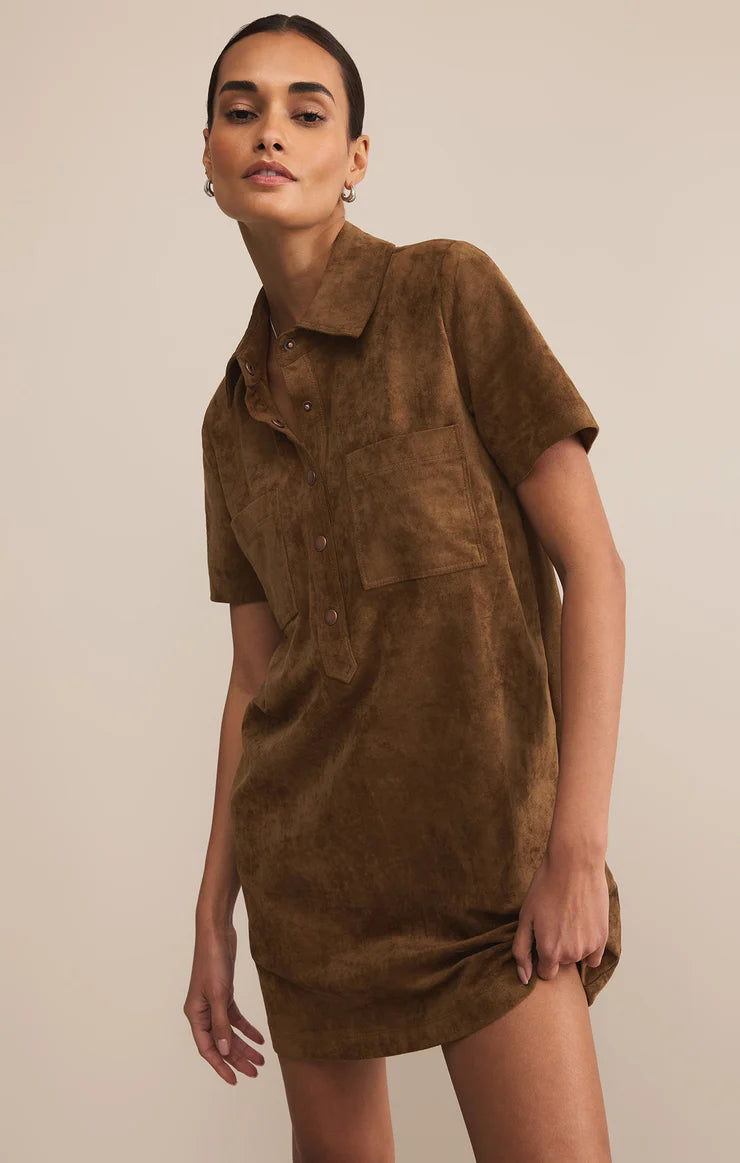 Sydney Suede Mini Dress - Coconut