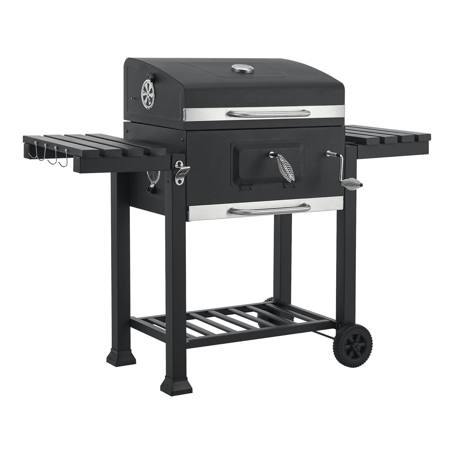 Barbacoa De Carbón Arnad Con 2 Estantes Acero 105x135x48cm - Negro [casa.pro]