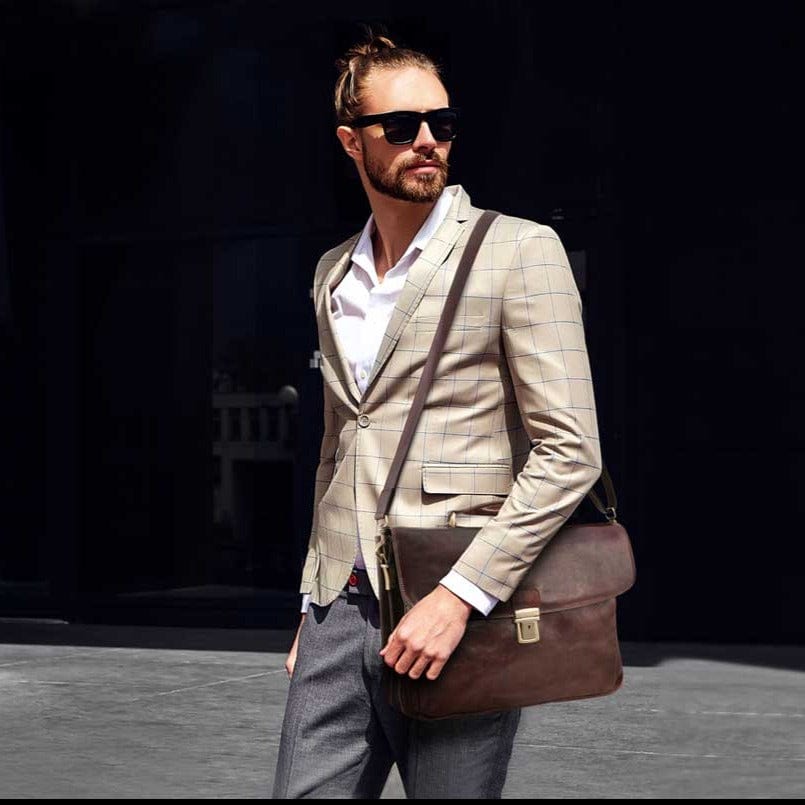 Alessandria - Matte leather multi compartment laptop briefcase | TL142067