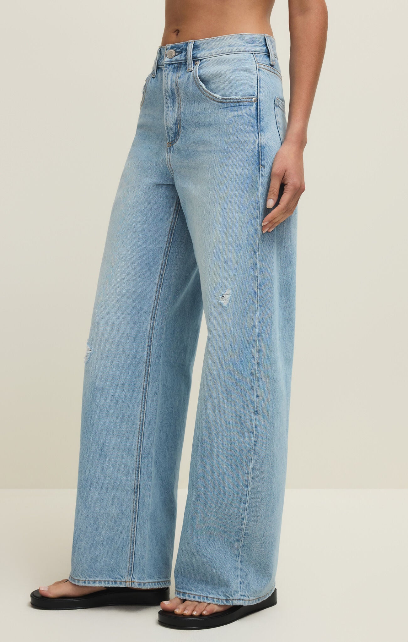 Remi High Rise Bowed Wide Denim - Cove