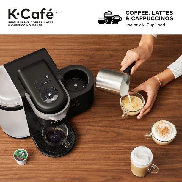 Keurig K-Cafe Cafetera de Una Taza K-Cup, para Café, Latte y Cappuccino, Carbón
