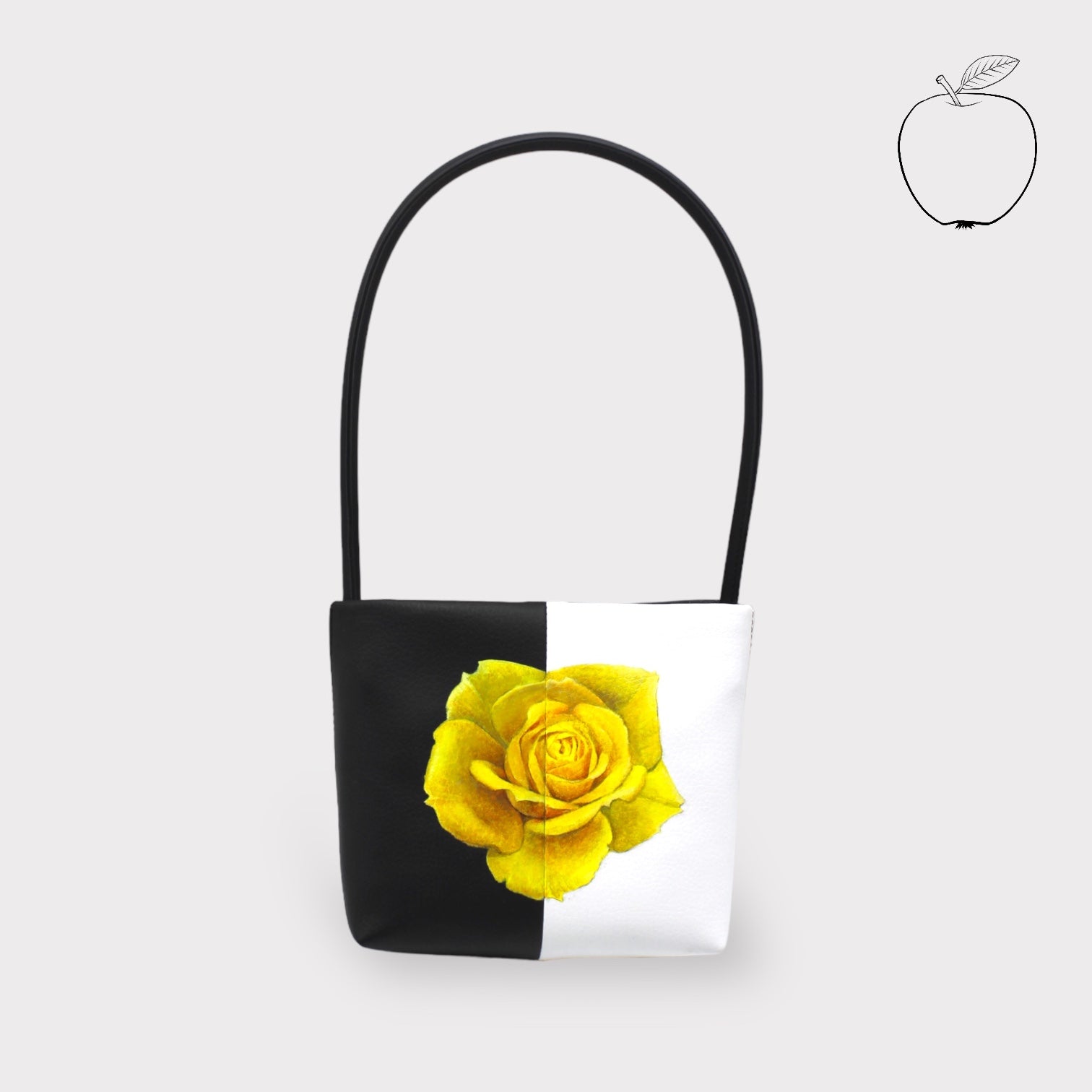 Aria - Sustainable Apple Skin Leather Hand Painted Yellow Rose Bag