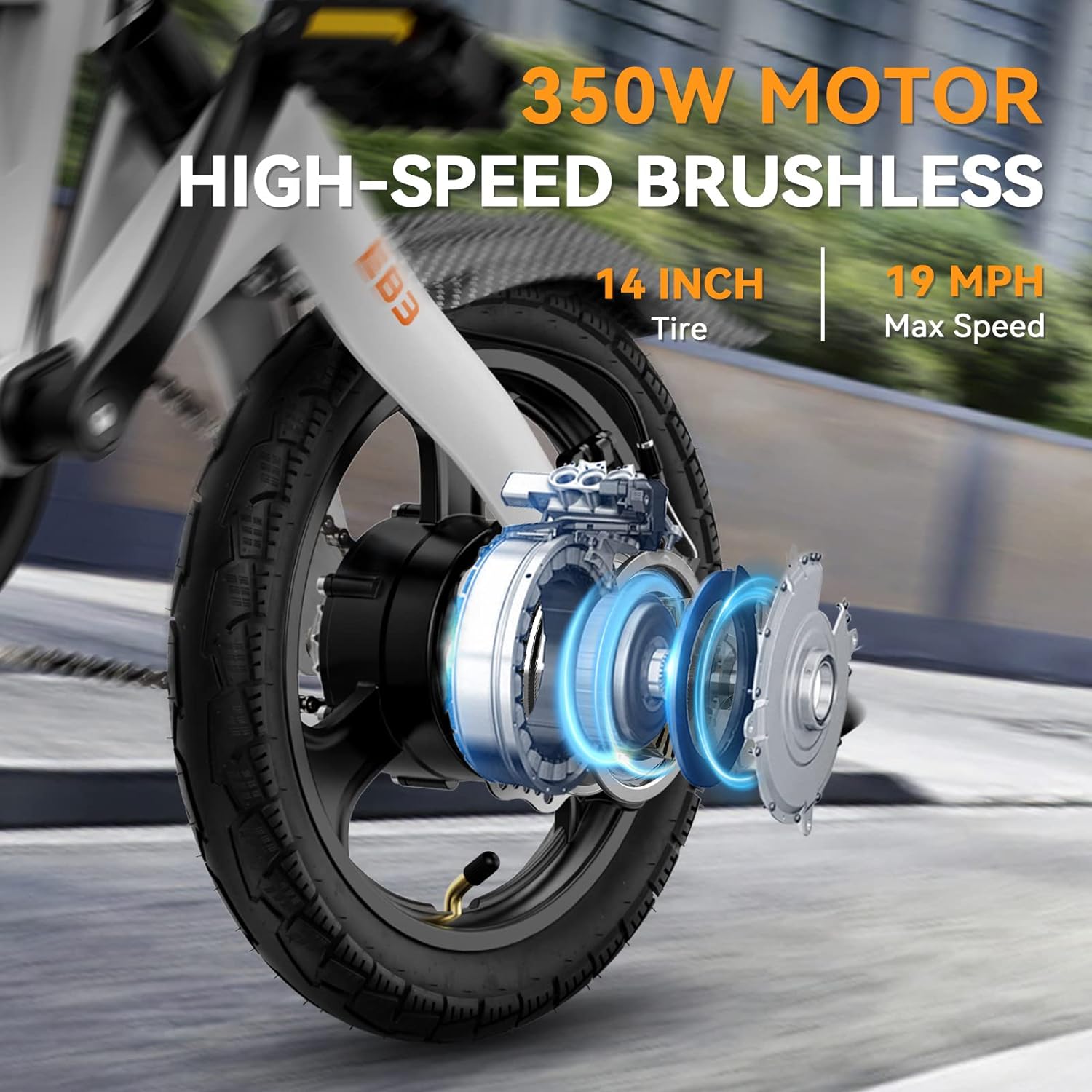 Jasion EB3 Bicicleta Eléctrica para Adultos – 21 mph, Motor Pico de 500W, Batería de 270Wh, Suspensión Trasera, 3 Niveles de Asistencia, Ebike Plegable de 14″ para Adultos y Adolescentes – Cumple con UL2849