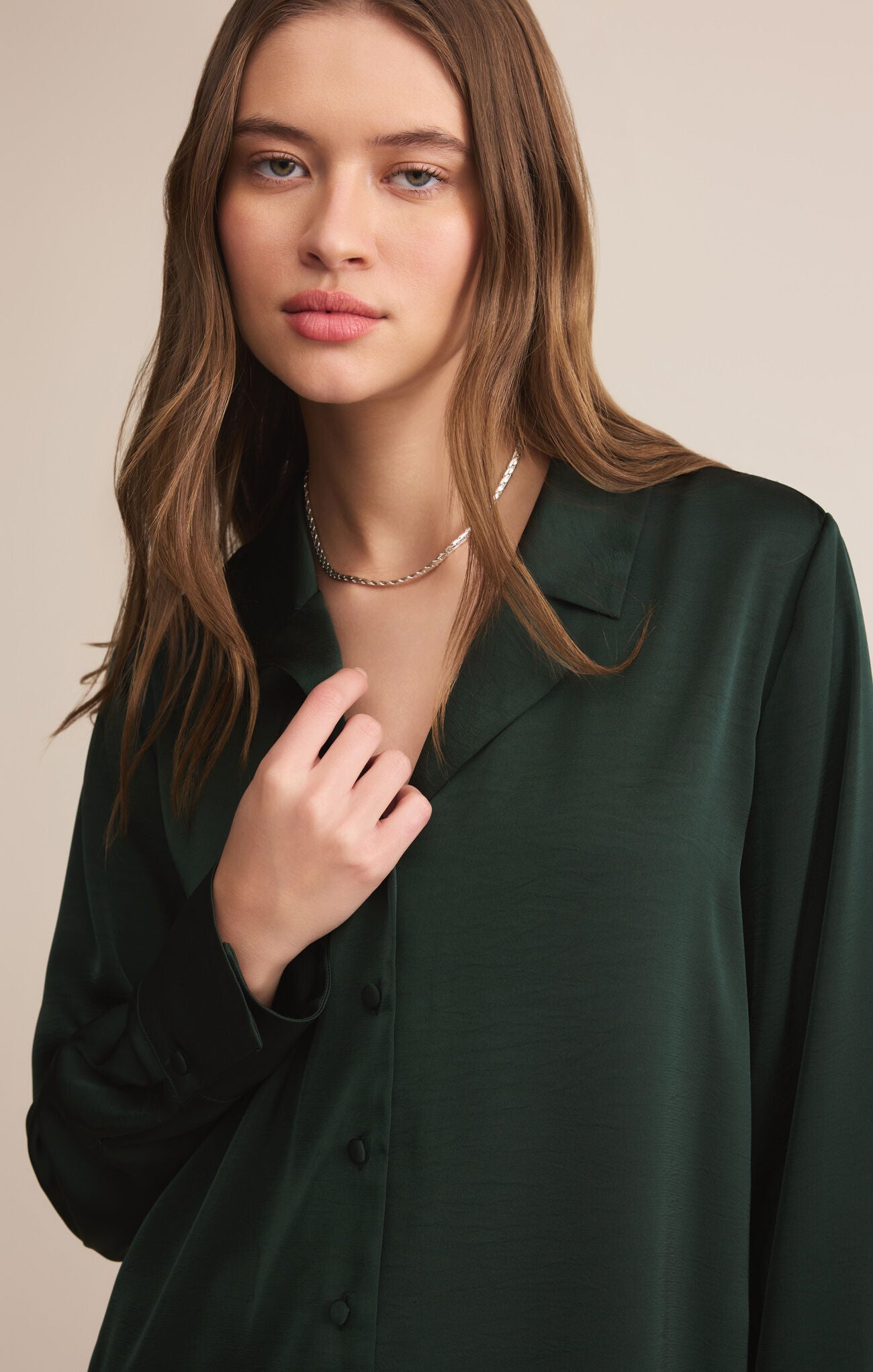 Ana Satin Top - Garland Green