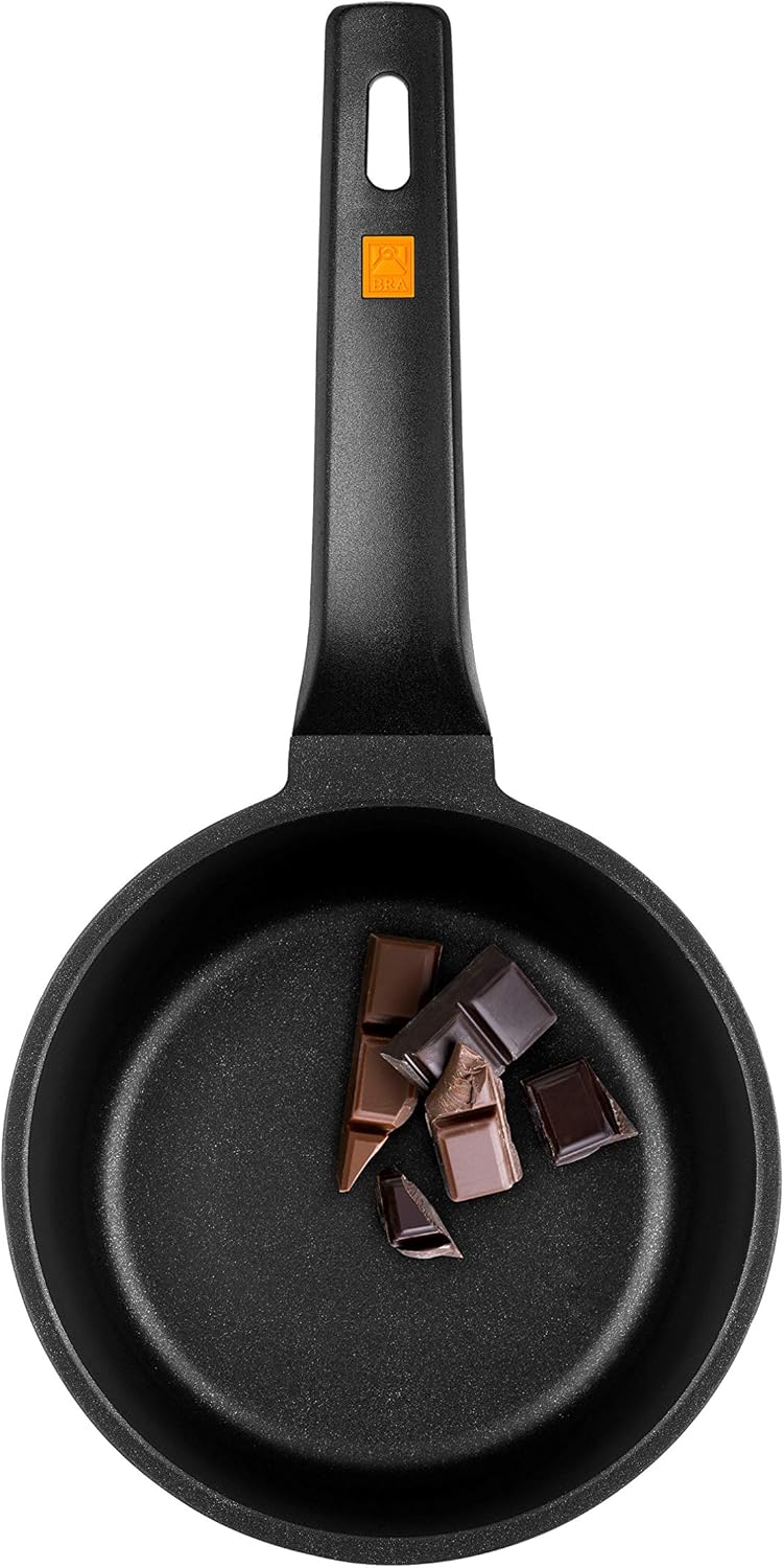 BRA Efficient 9-Piece Non-Stick Cast Aluminium Battery, Suitable for All Types of Cookers and Induction (Contains 4 Saucepans and 1 Saucepan + 4 Lids)