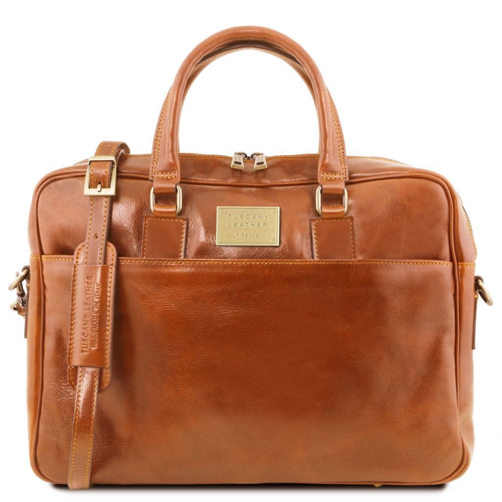 Urbino - Leather laptop briefcase - 2 compartments with front pocket | TL141894