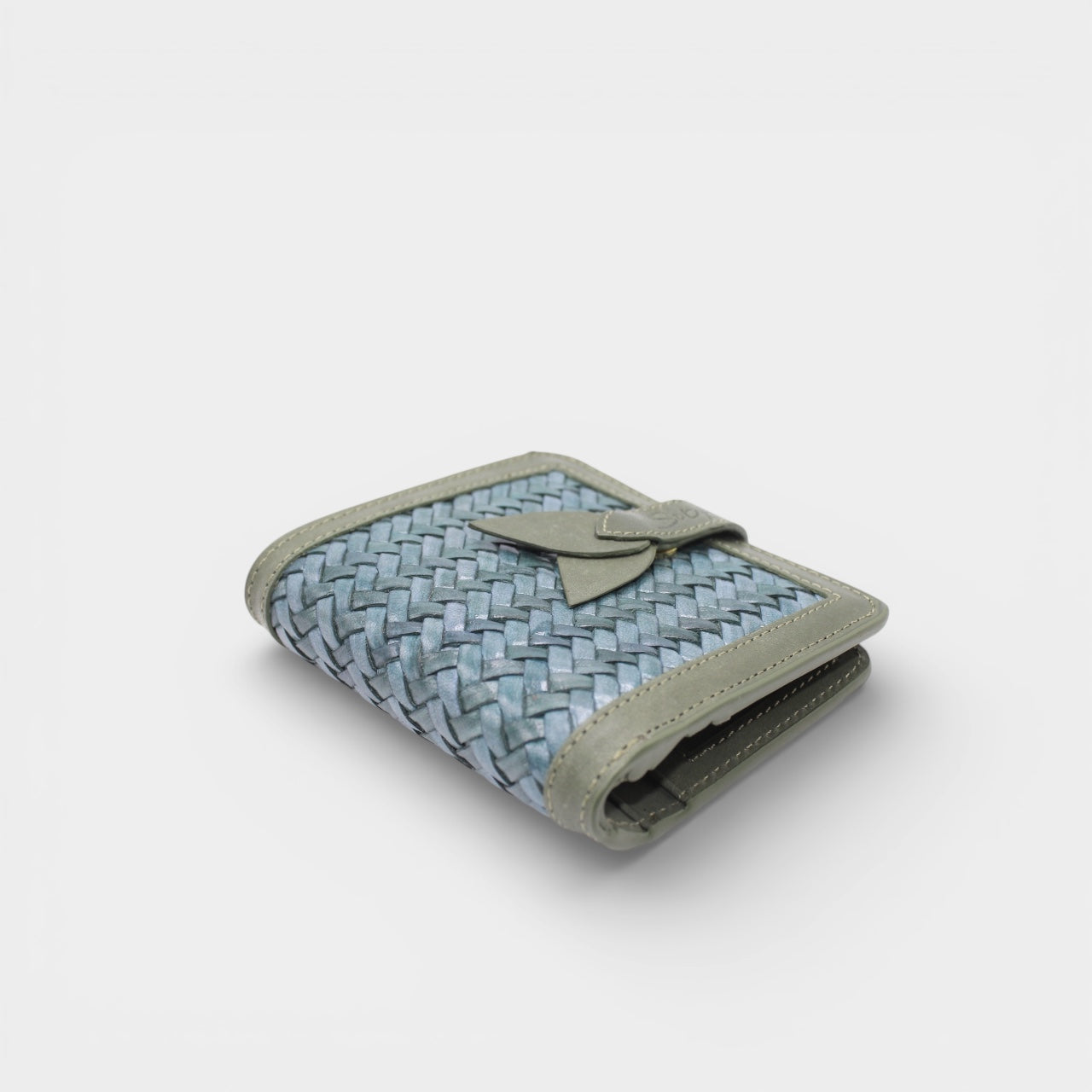 Lumi - Handwoven Leather Wallet | Avocado & Teal
