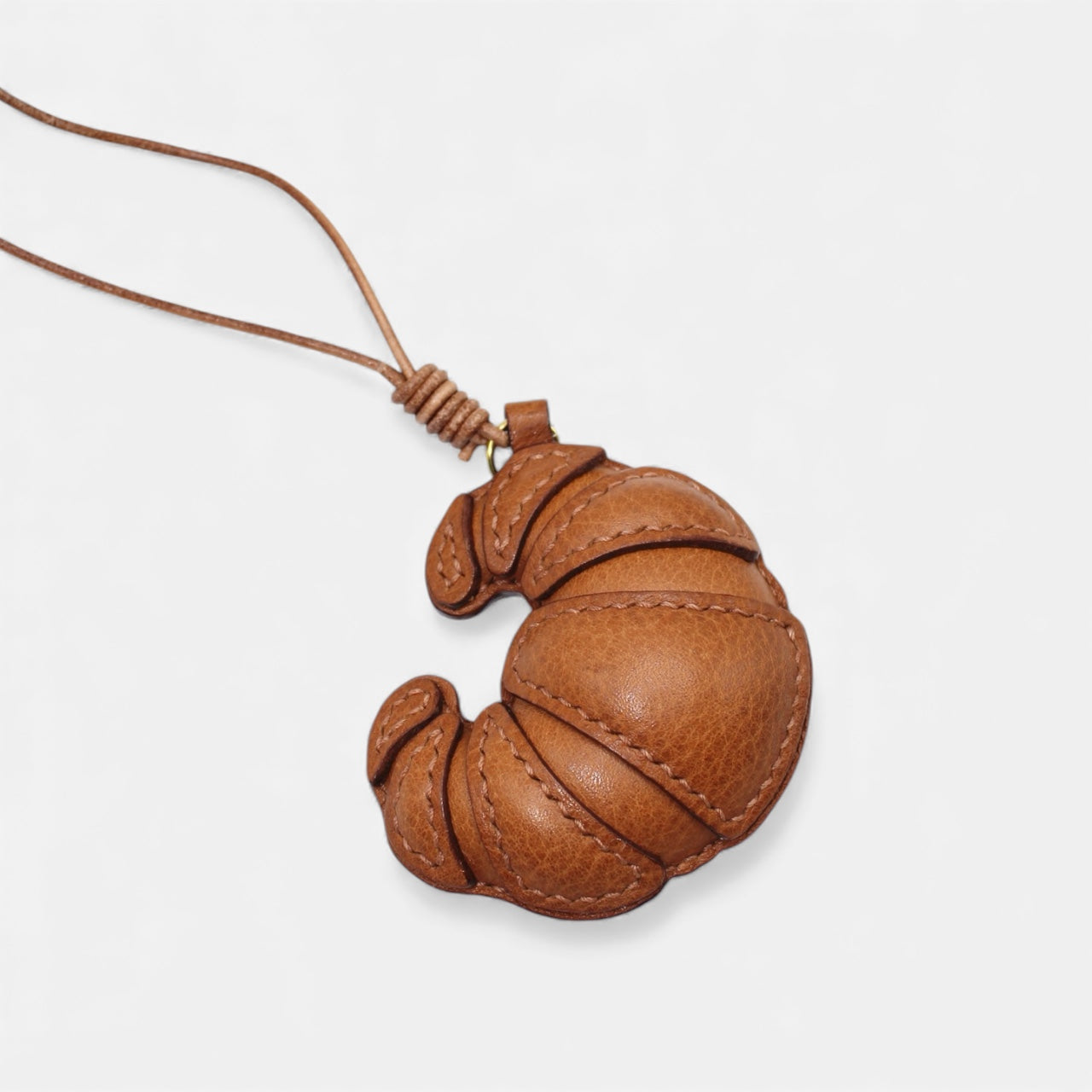Croissant Bag Charm - Handmade Full-Grain Leather