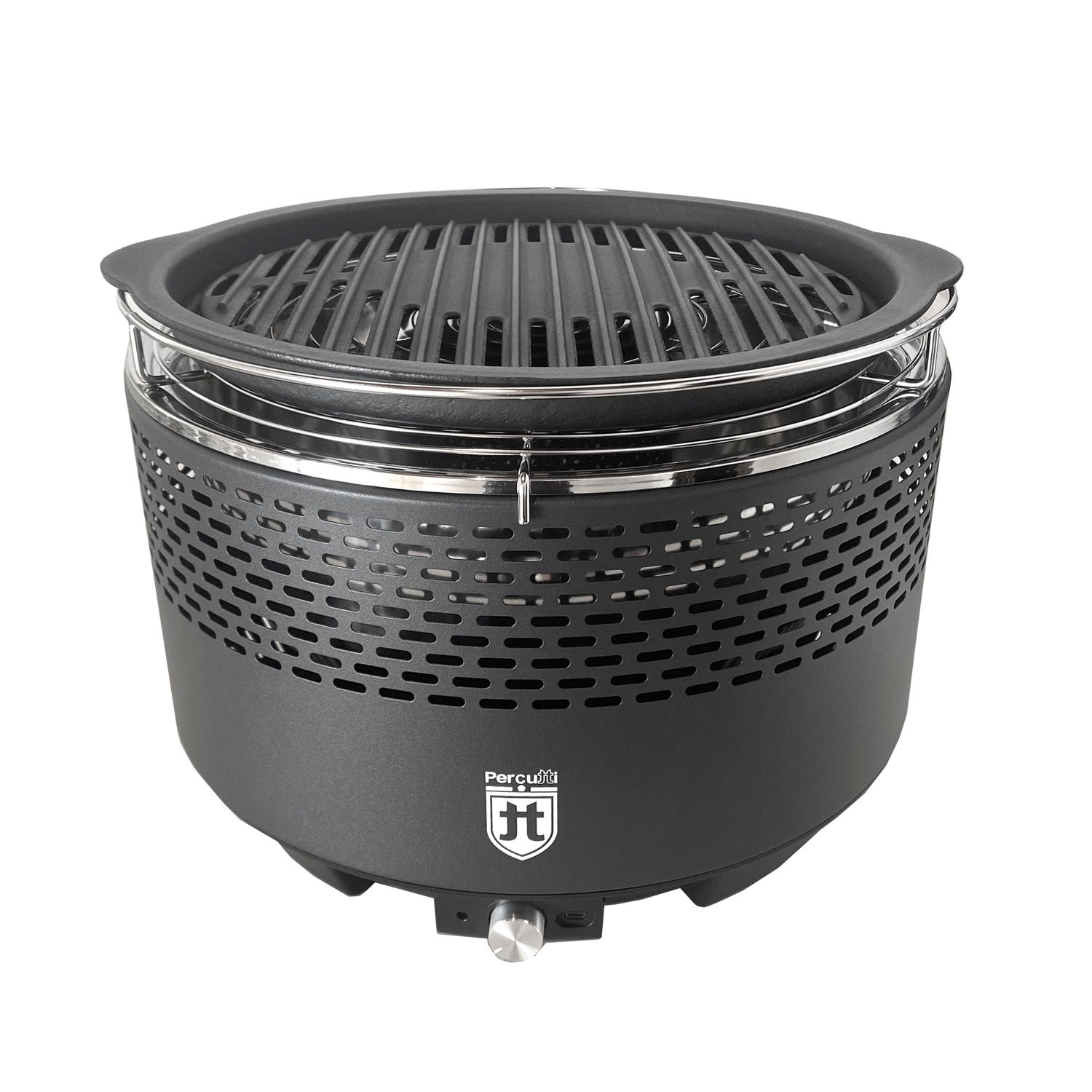 Barbacoa Portátil Sin Humo Percutti | Ventilador Usb | Parrilla De Carbón Con Bolsa De Transporte | Cocción Rápida Y Limpia | Ideal Para Balcón, Camping, Jardín O Terraza