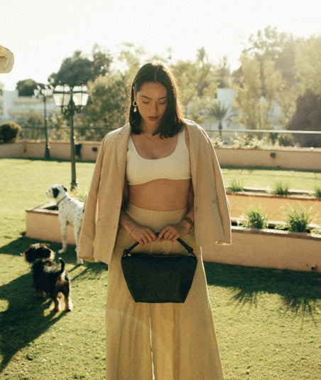 Evy - Genuine Leather Pouch Shoulder Bag - Black