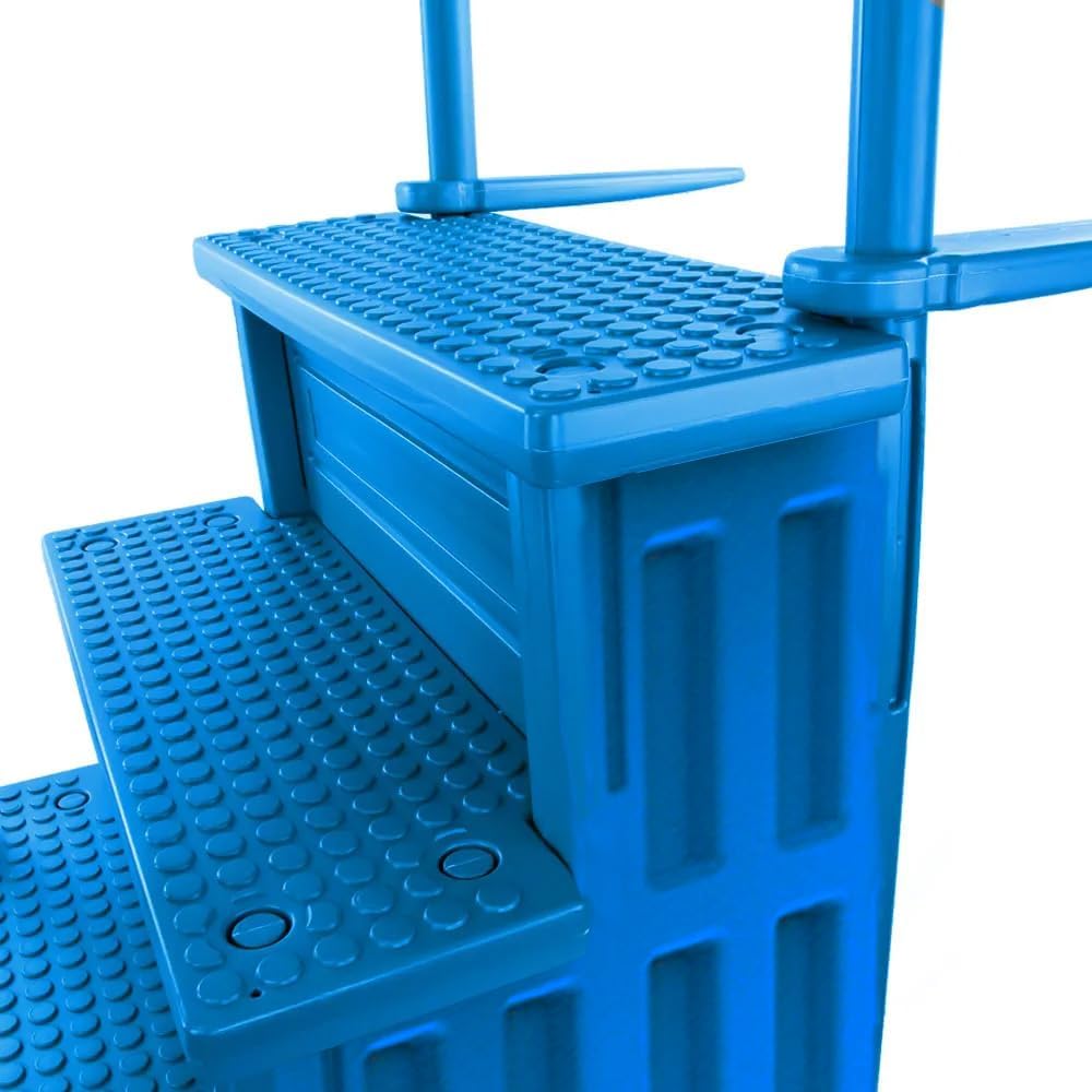 Escalones antideslizantes Aqua Select para piscinas elevadas | Azul | Para piscinas sobre tierra | Se pueden montar en terrazas de 48