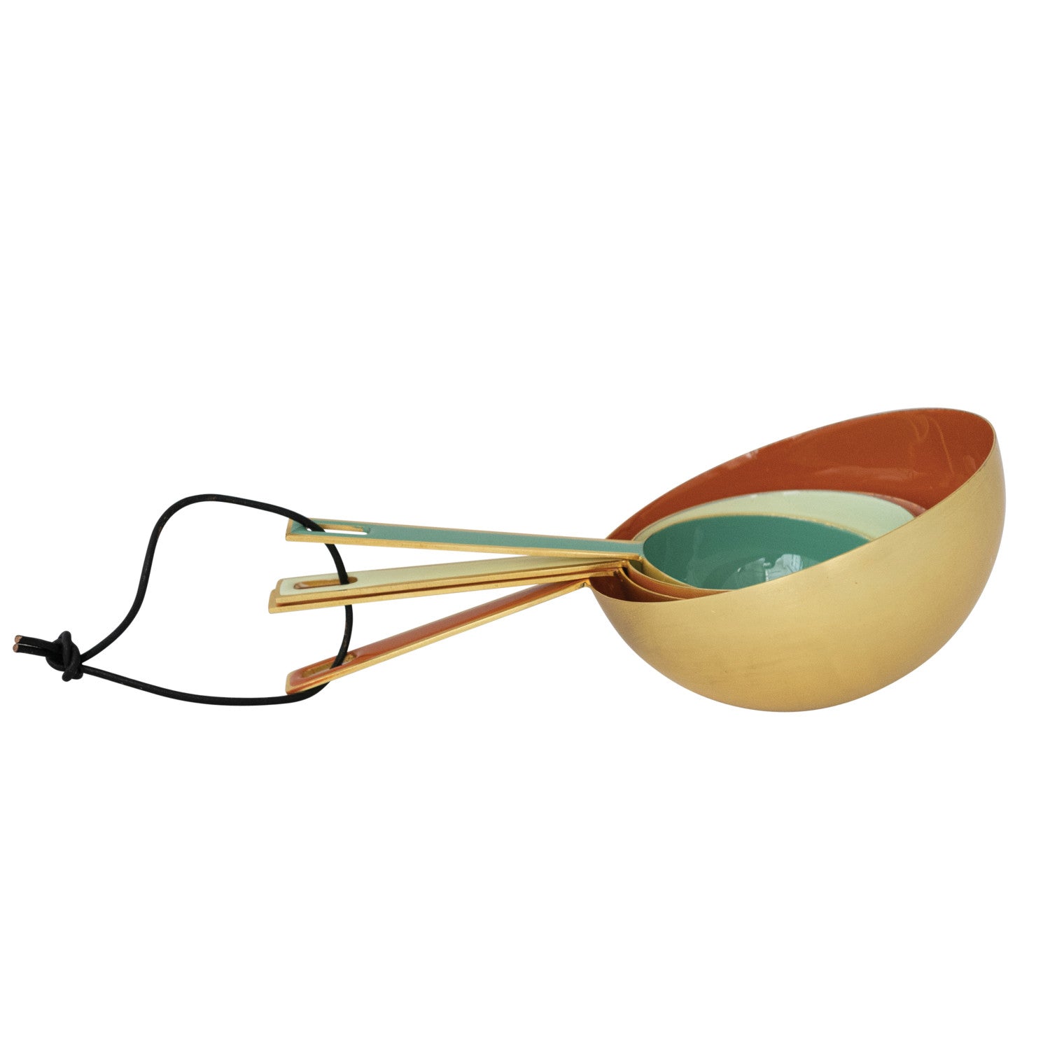 Enameled Measuring Cups with Leather Tie - Set of 4