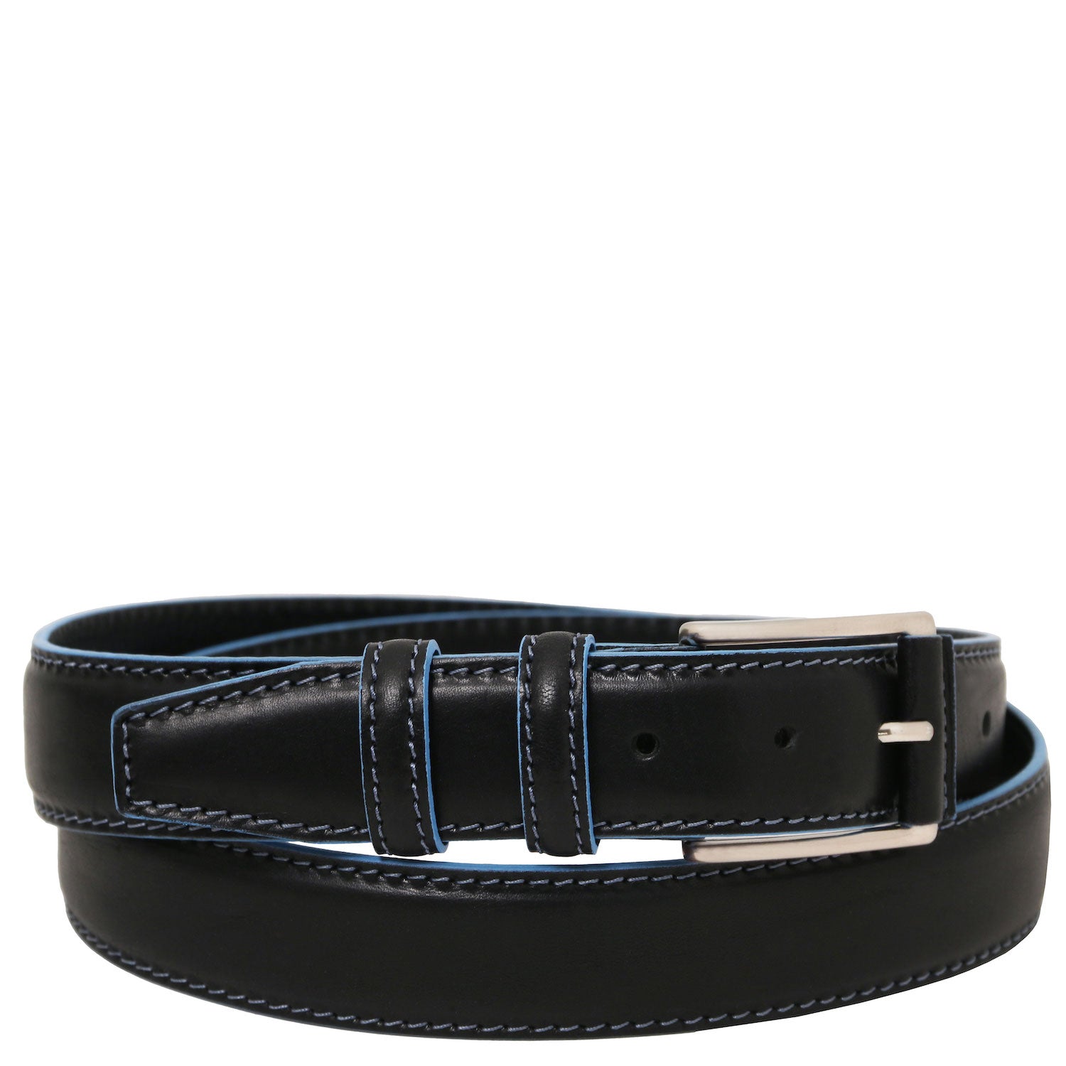 Casual leather belt 35mm with light blue edges | TL142528