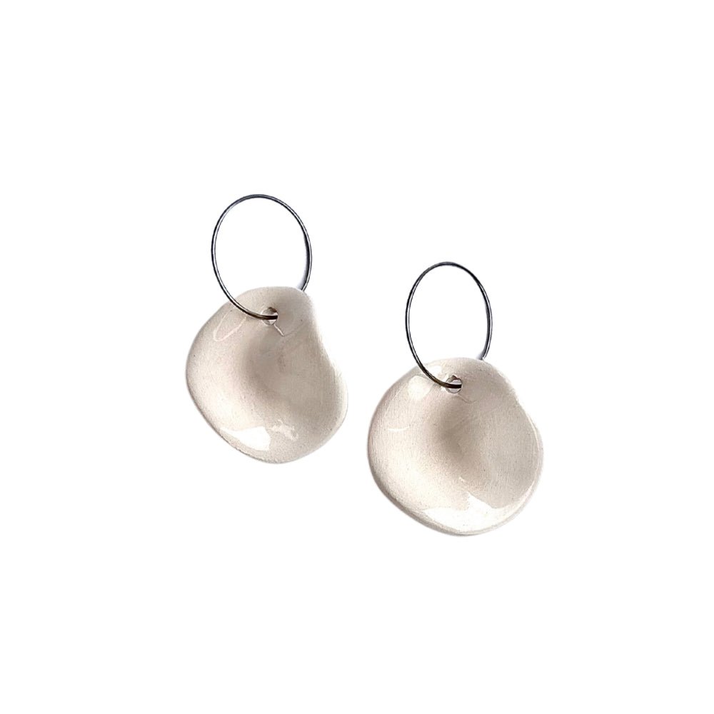 Lulip | Handcrafted white ceramic dangle earrings