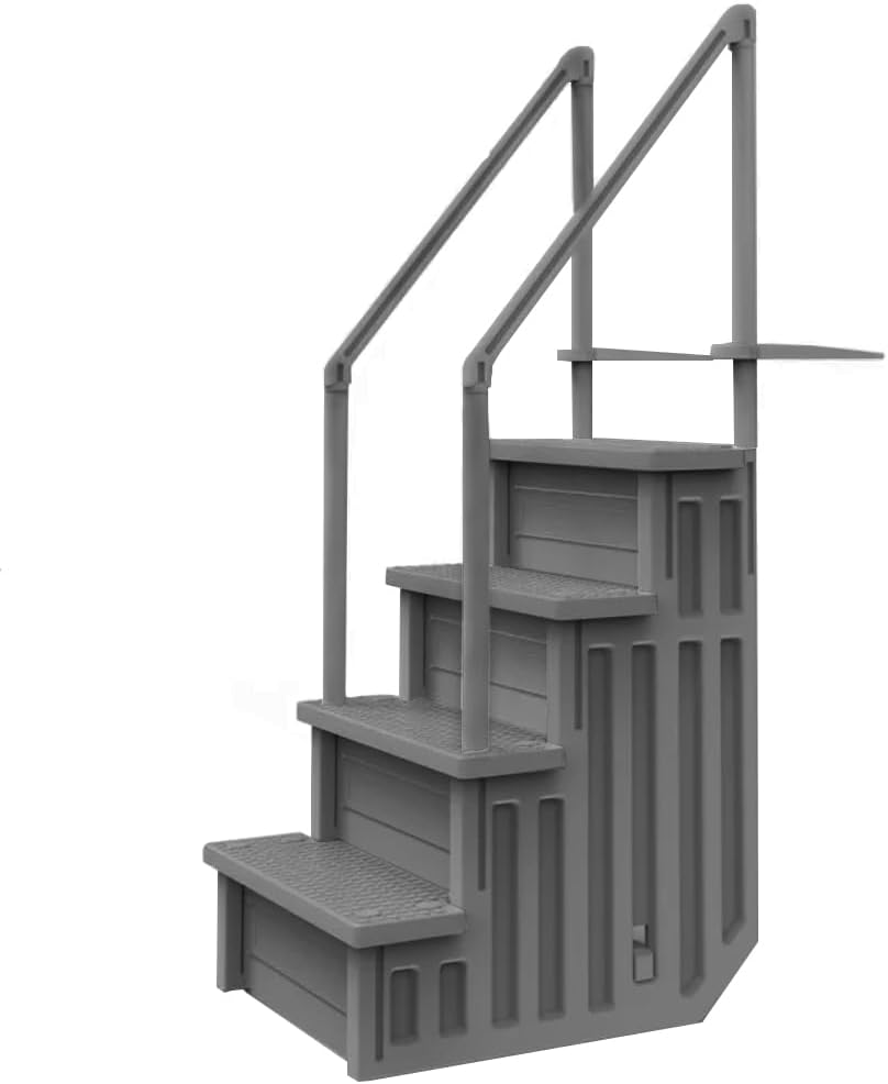Escalones antideslizantes Aqua Select para piscinas elevadas | Azul | Para piscinas sobre tierra | Se pueden montar en terrazas de 48