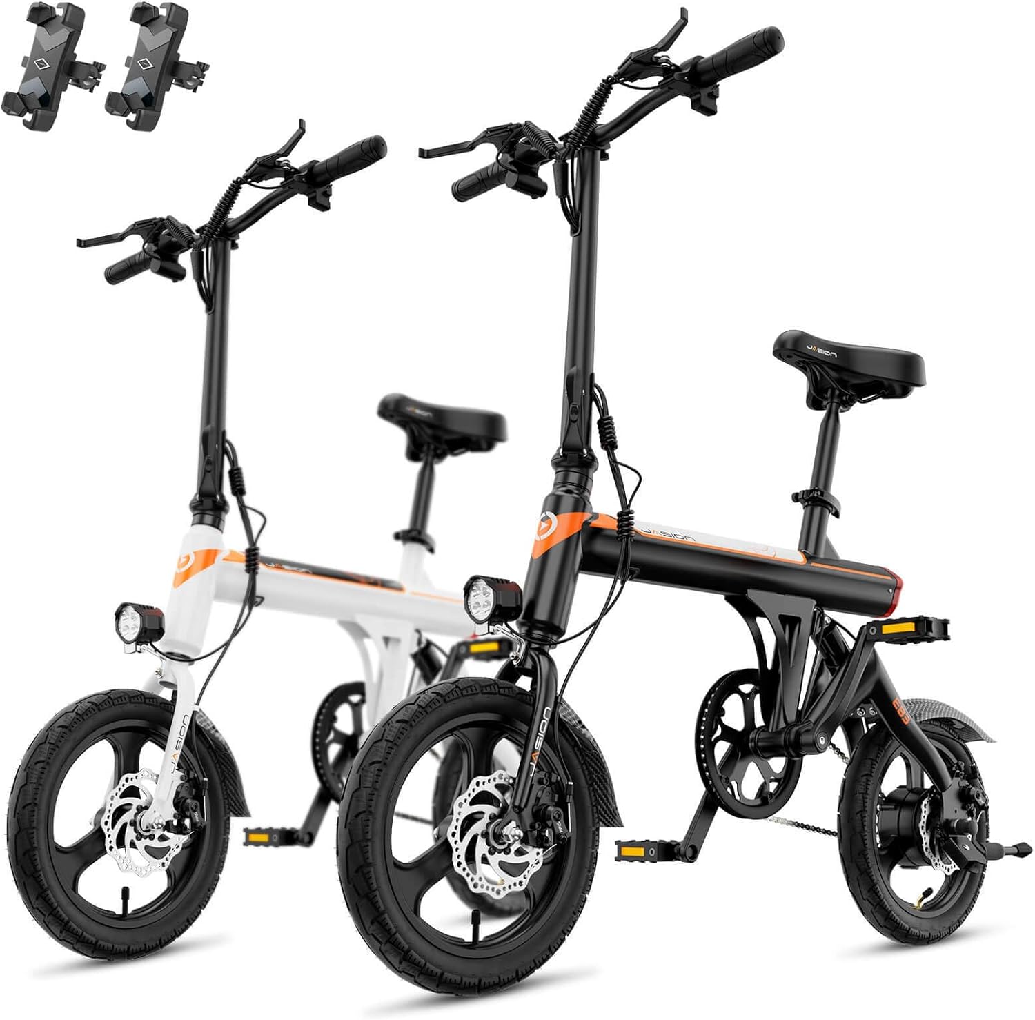 Jasion EB3 Bicicleta Eléctrica para Adultos – 21 mph, Motor Pico de 500W, Batería de 270Wh, Suspensión Trasera, 3 Niveles de Asistencia, Ebike Plegable de 14″ para Adultos y Adolescentes – Cumple con UL2849