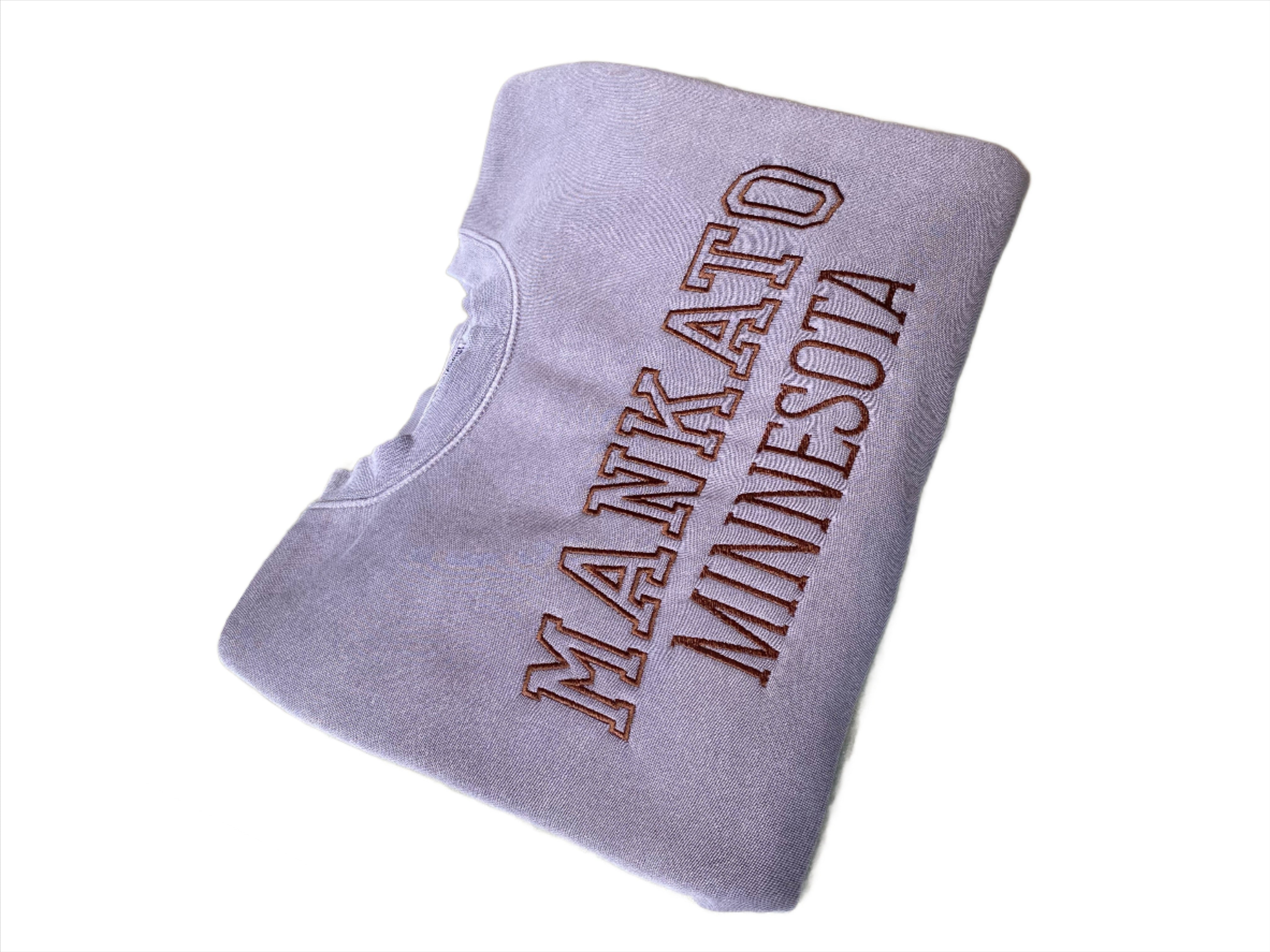 Embroidered MANKATO MN SWEATSHIRT - Purple/Brown