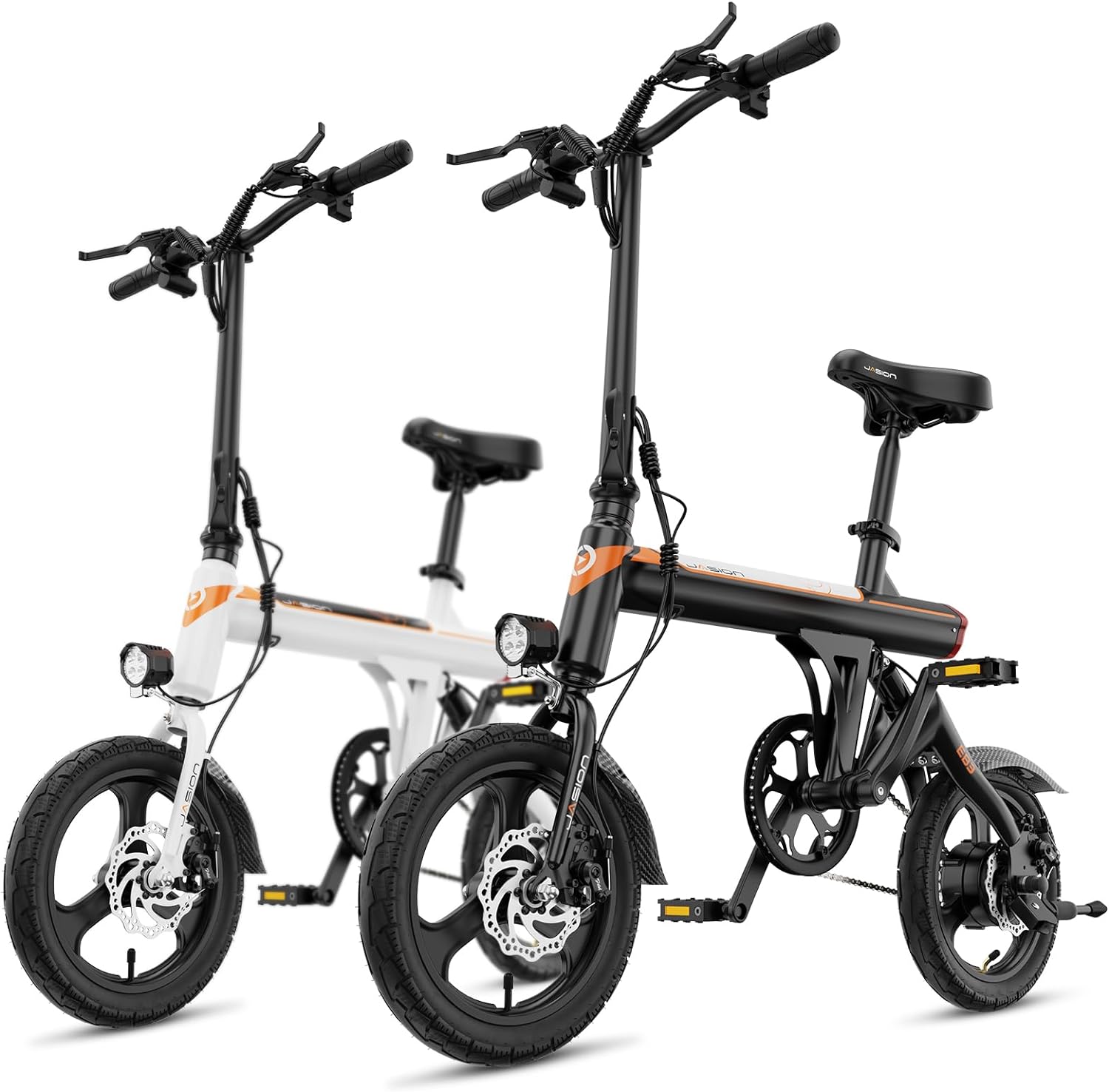 Jasion EB3 Bicicleta Eléctrica para Adultos – 21 mph, Motor Pico de 500W, Batería de 270Wh, Suspensión Trasera, 3 Niveles de Asistencia, Ebike Plegable de 14″ para Adultos y Adolescentes – Cumple con UL2849
