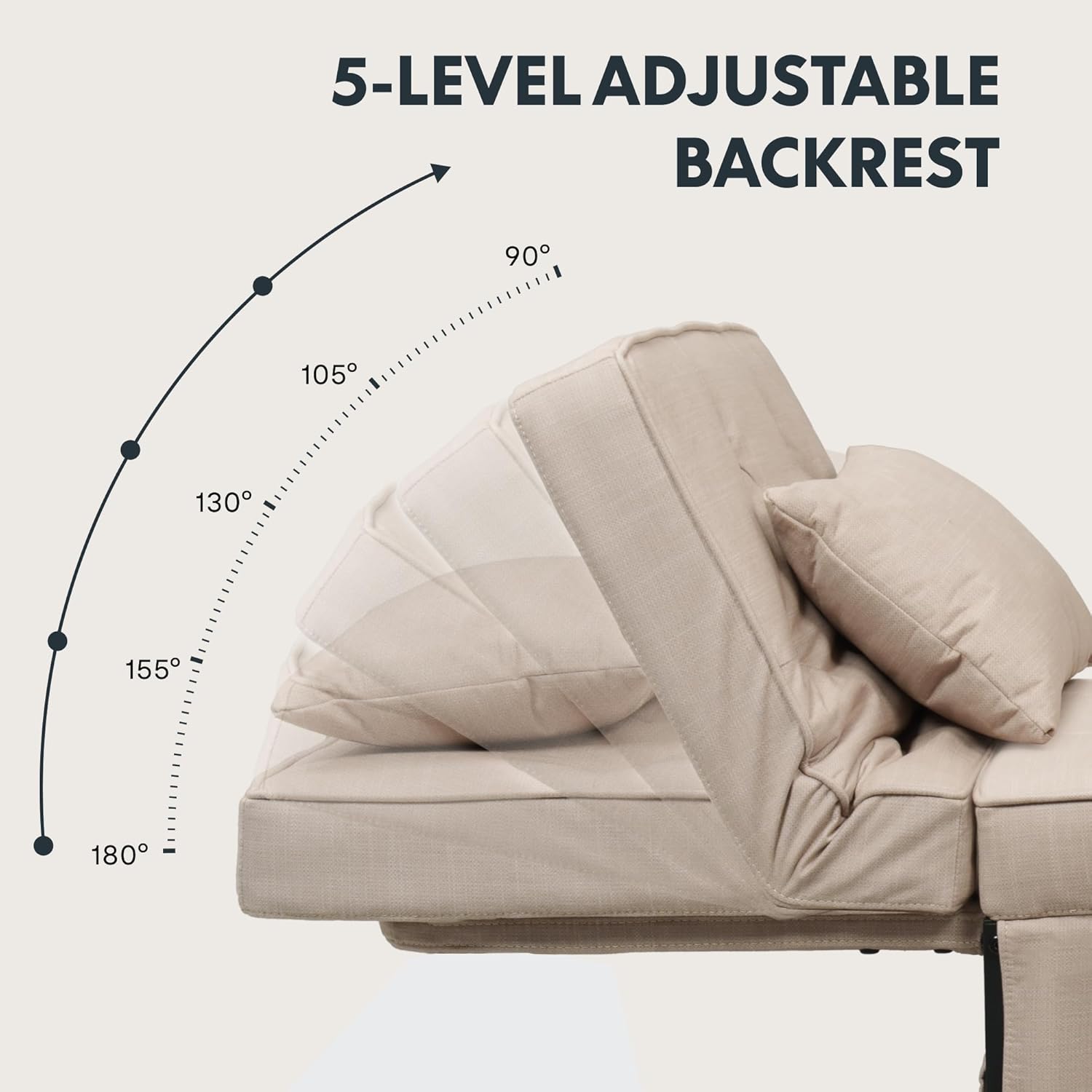 FLEXISPOT Sofa Bed Extendable Folding Sleeping Chair with Bed Function, Chair Beds with Function, Convertible Bed Chair, Load Capacity 300 kg, Grey