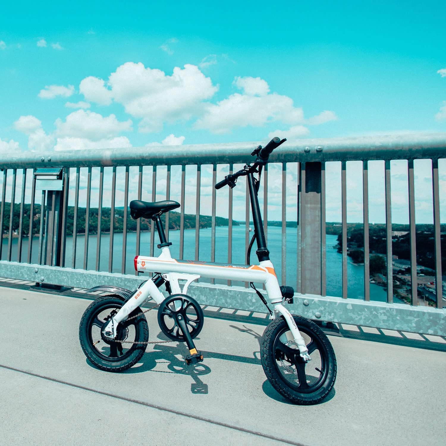 Jasion EB3 Bicicleta Eléctrica para Adultos – 21 mph, Motor Pico de 500W, Batería de 270Wh, Suspensión Trasera, 3 Niveles de Asistencia, Ebike Plegable de 14″ para Adultos y Adolescentes – Cumple con UL2849