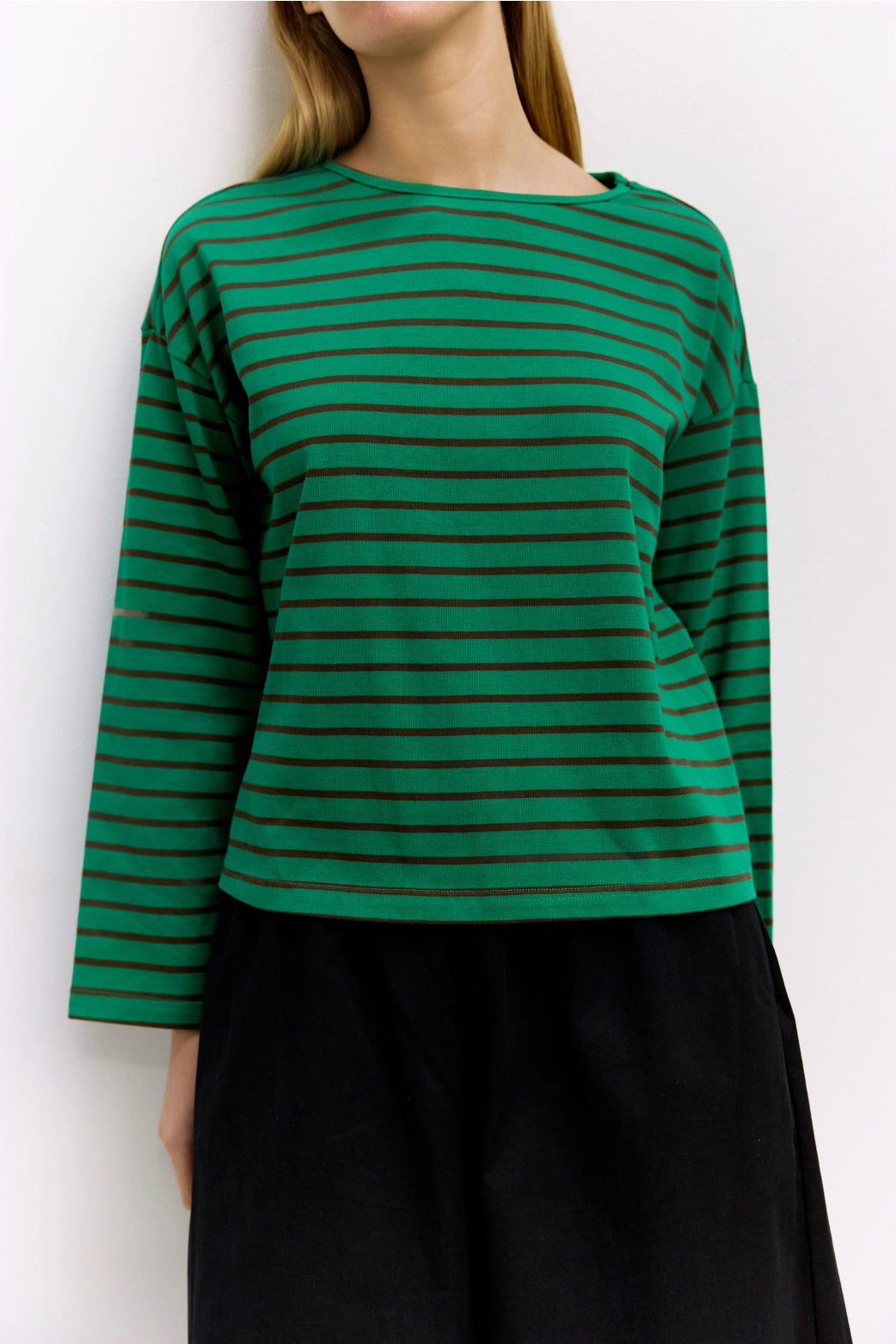 Moore Striped Long Sleeve Green + Brown
