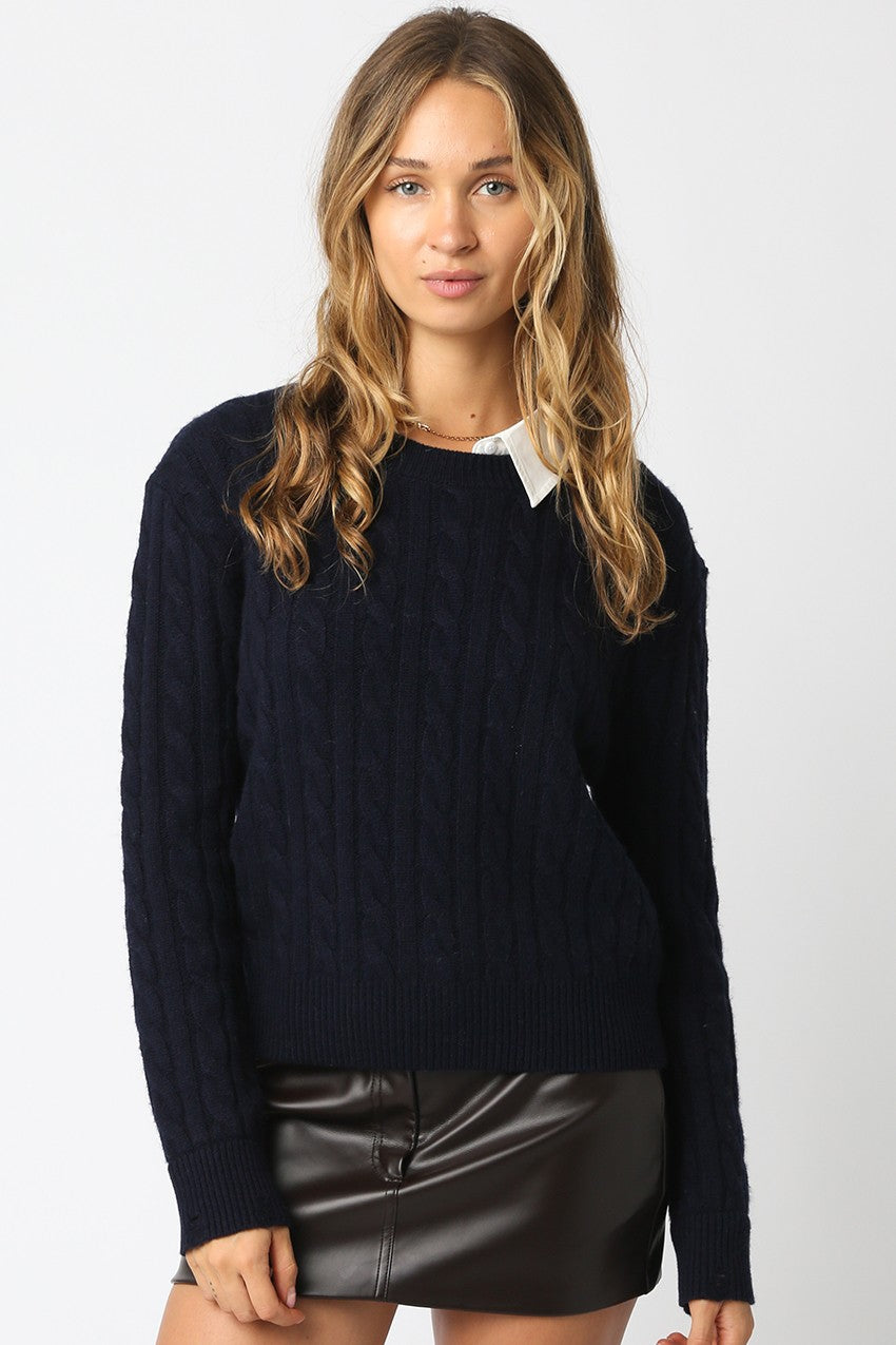 Tessa Two for One Sweater - Navy