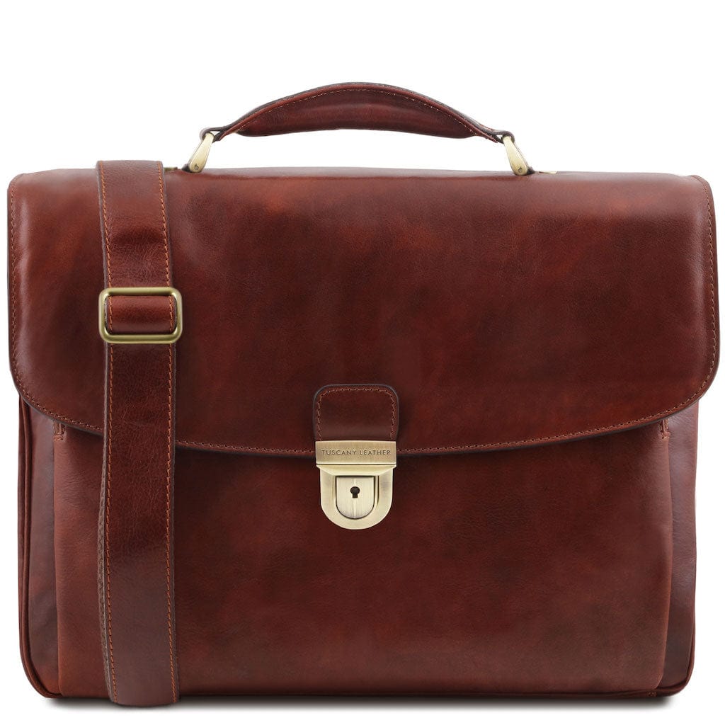 Alessandria - Matte leather multi compartment laptop briefcase | TL142067