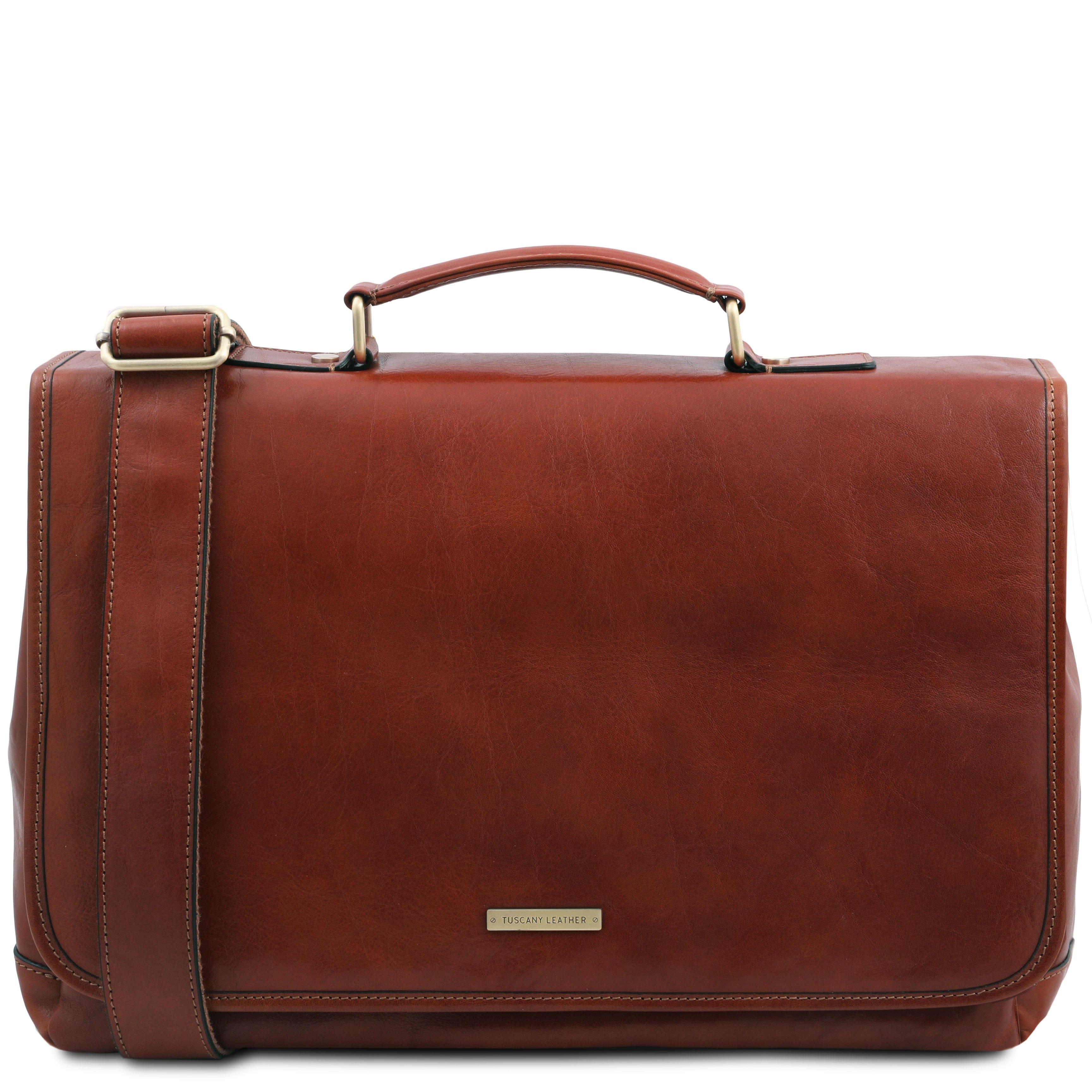 Mantova - Leather multi compartment briefcase with flap | TL142068 messenger bag