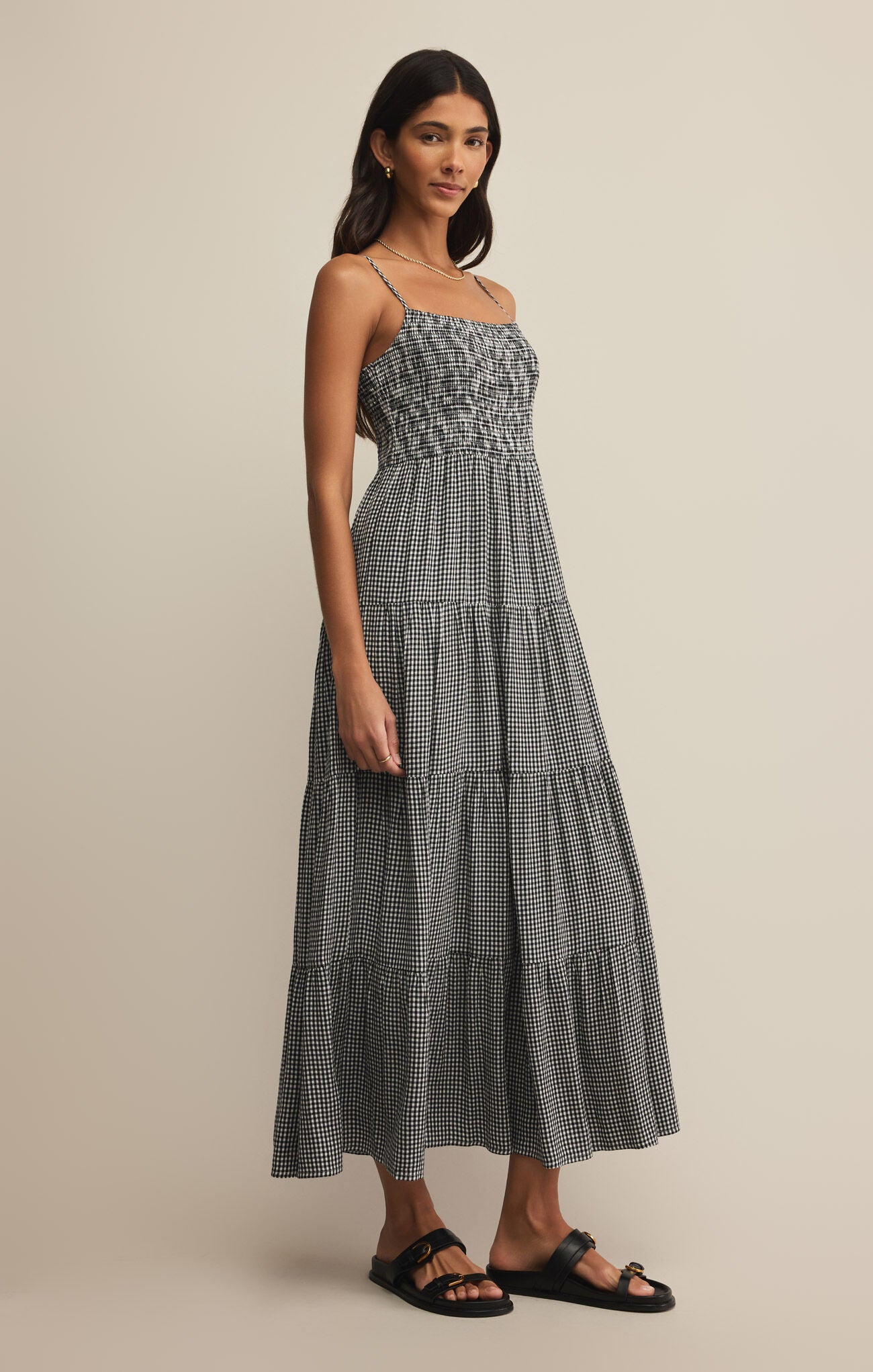 Balos Gingham Dress- Black