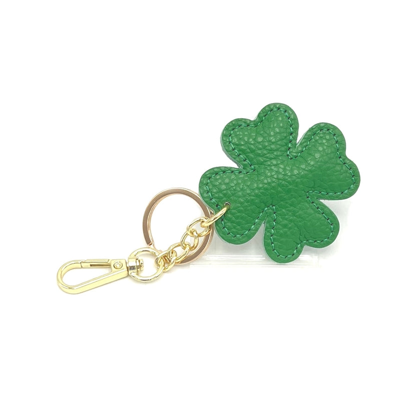 Italian Leather 4-Leaf Clover Keyring & Bag Charm