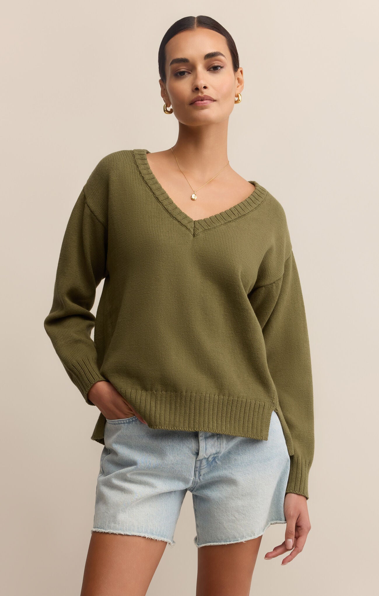 All Around V-Neck Sweater - Fern