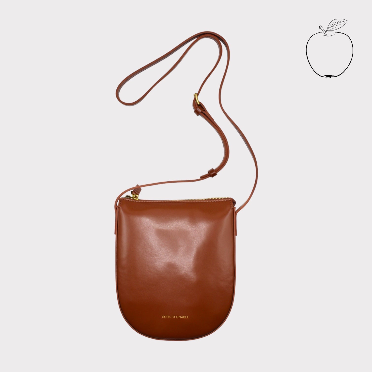 Eva - Apple Leather Crossbody Bag - Brown