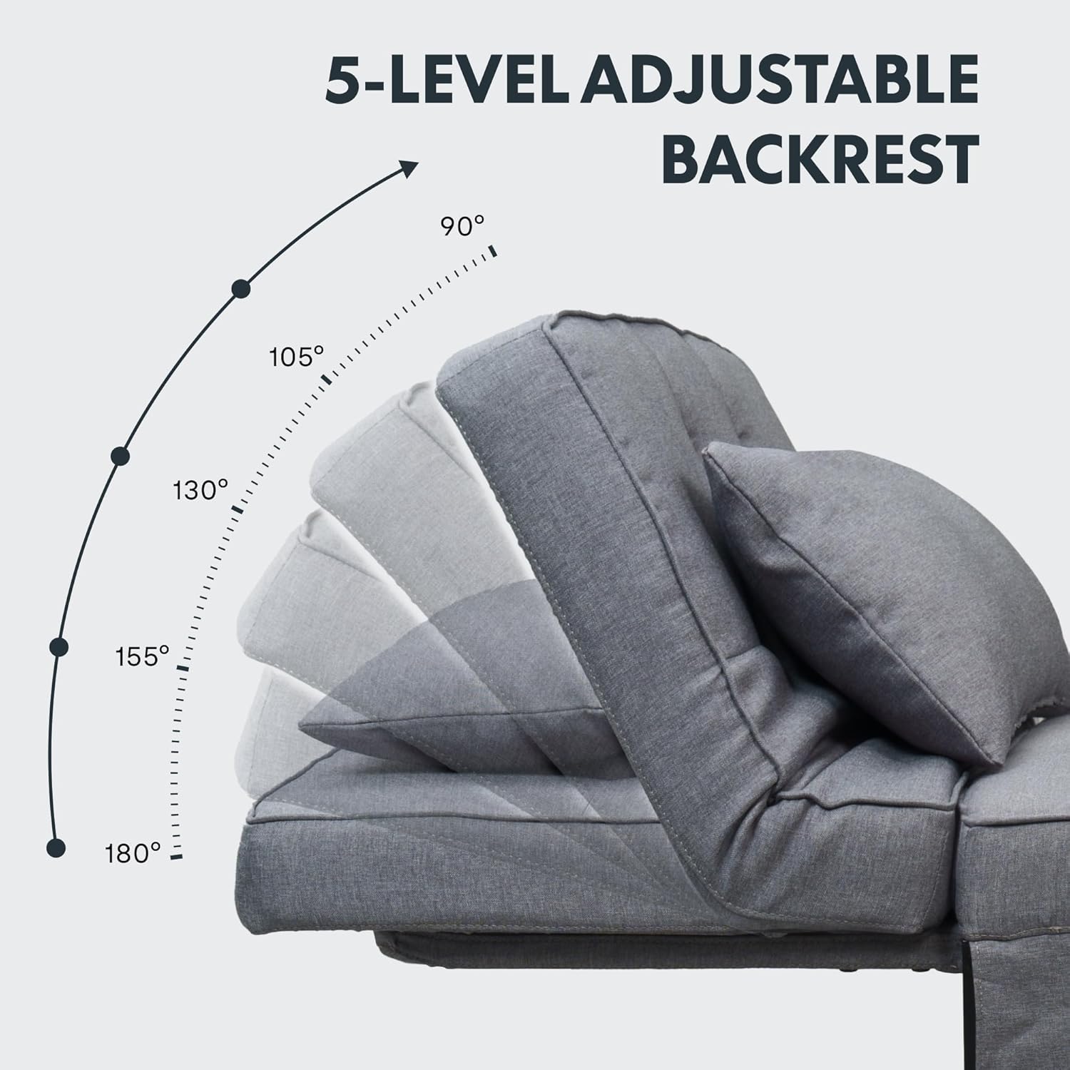 FLEXISPOT Sofa Bed Extendable Folding Sleeping Chair with Bed Function, Chair Beds with Function, Convertible Bed Chair, Load Capacity 300 kg, Grey