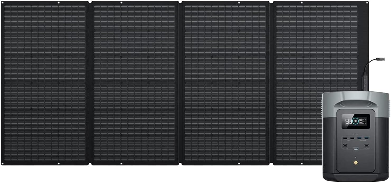 EcoFlow DELTA 2 Max Portable Power Station, 2048Wh, 3000 AC Cycles LFP Battery 80% Charge in 53mins, Power Up to 3100W Quiet Solar Generator for Home/Caravan/Camping