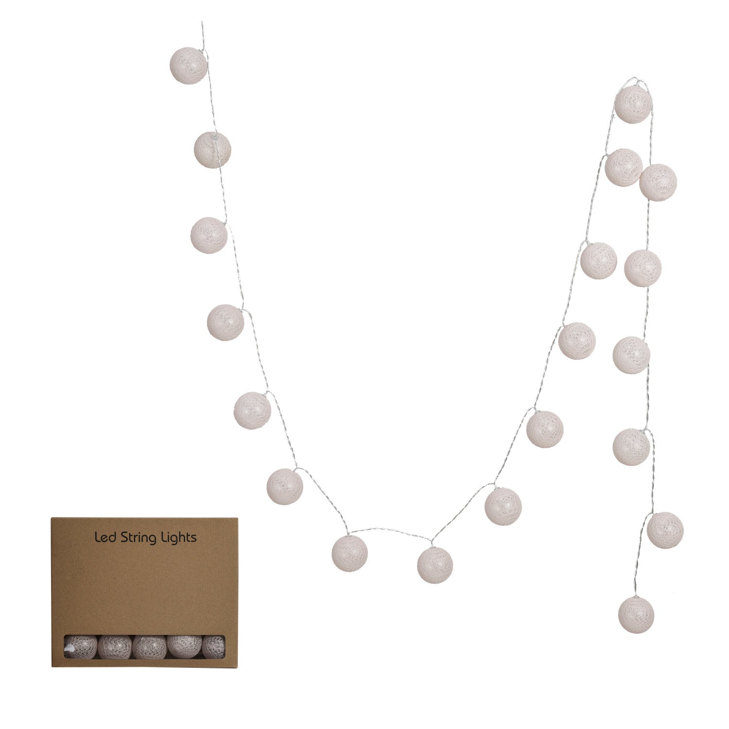 Plastic Ball String Light with 20 Lights, Taupe