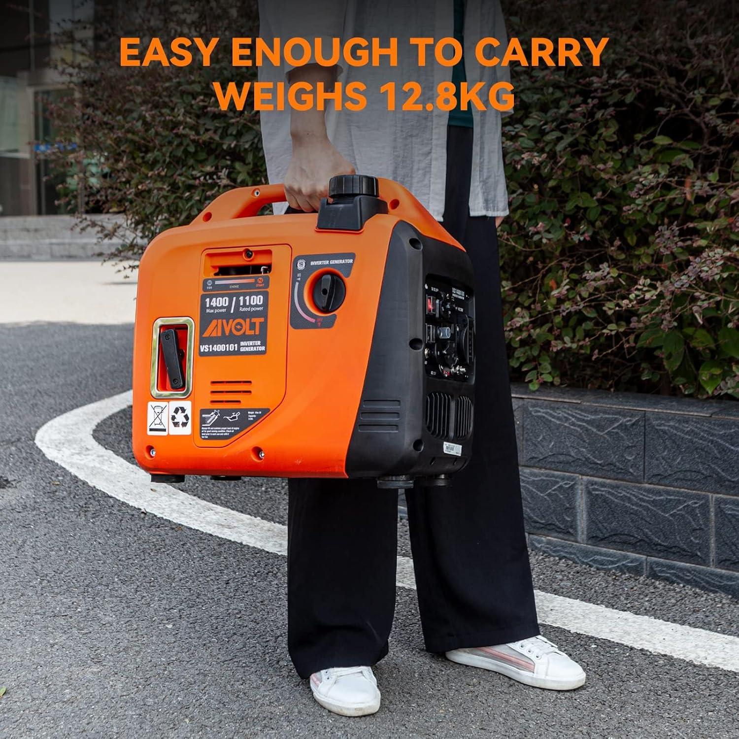 AIVOLT Silent Gasoline Inverter Generator 1400W with Outputs AC 230V/DC 12V/USB Type-A and Tank 2.5L - Portable for Outdoor Camping