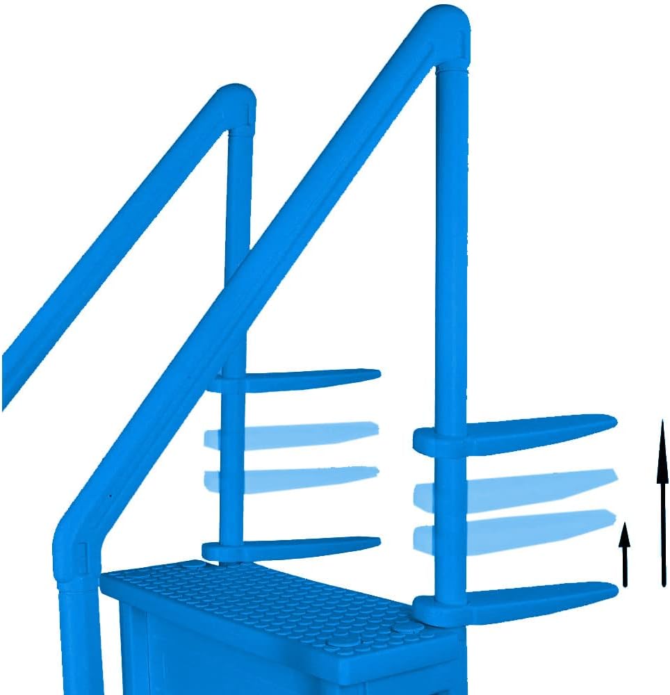 Escalones antideslizantes Aqua Select para piscinas elevadas | Azul | Para piscinas sobre tierra | Se pueden montar en terrazas de 48