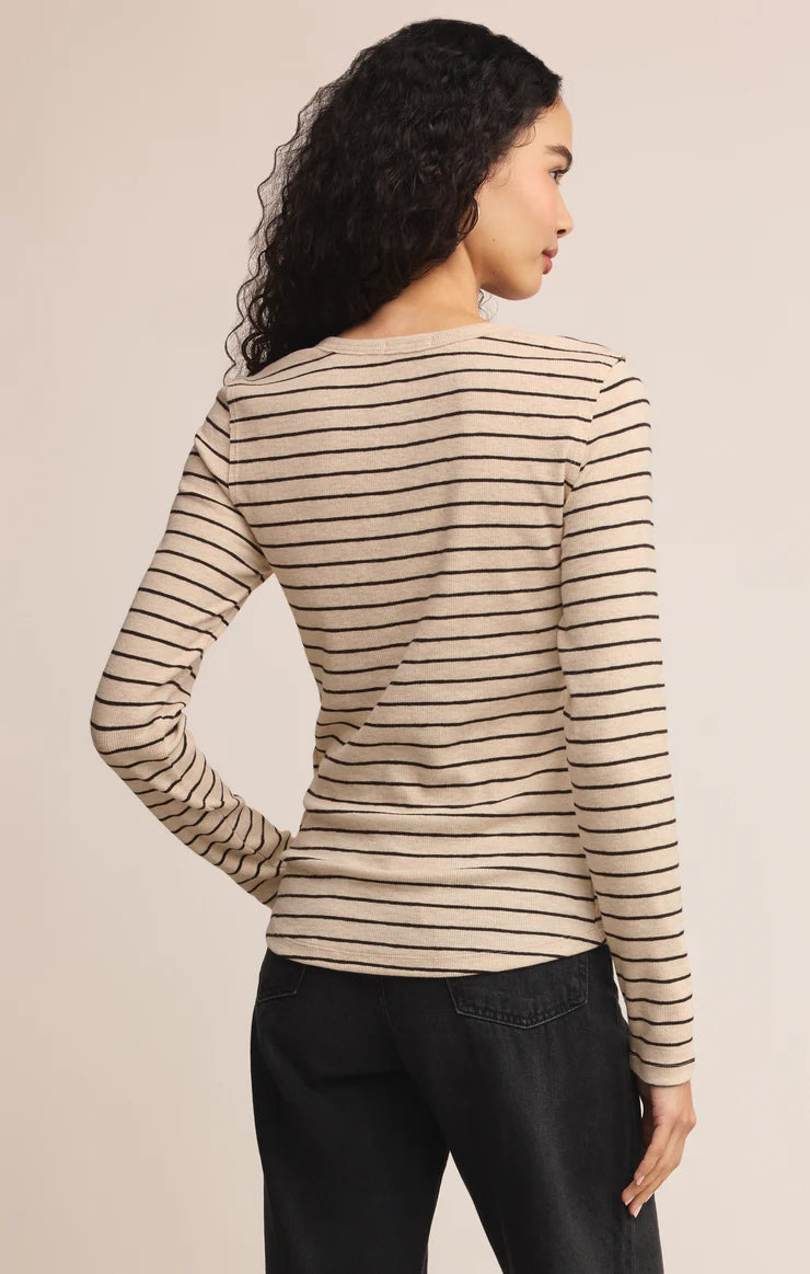 Eve Stripe Henley Long Sleeve